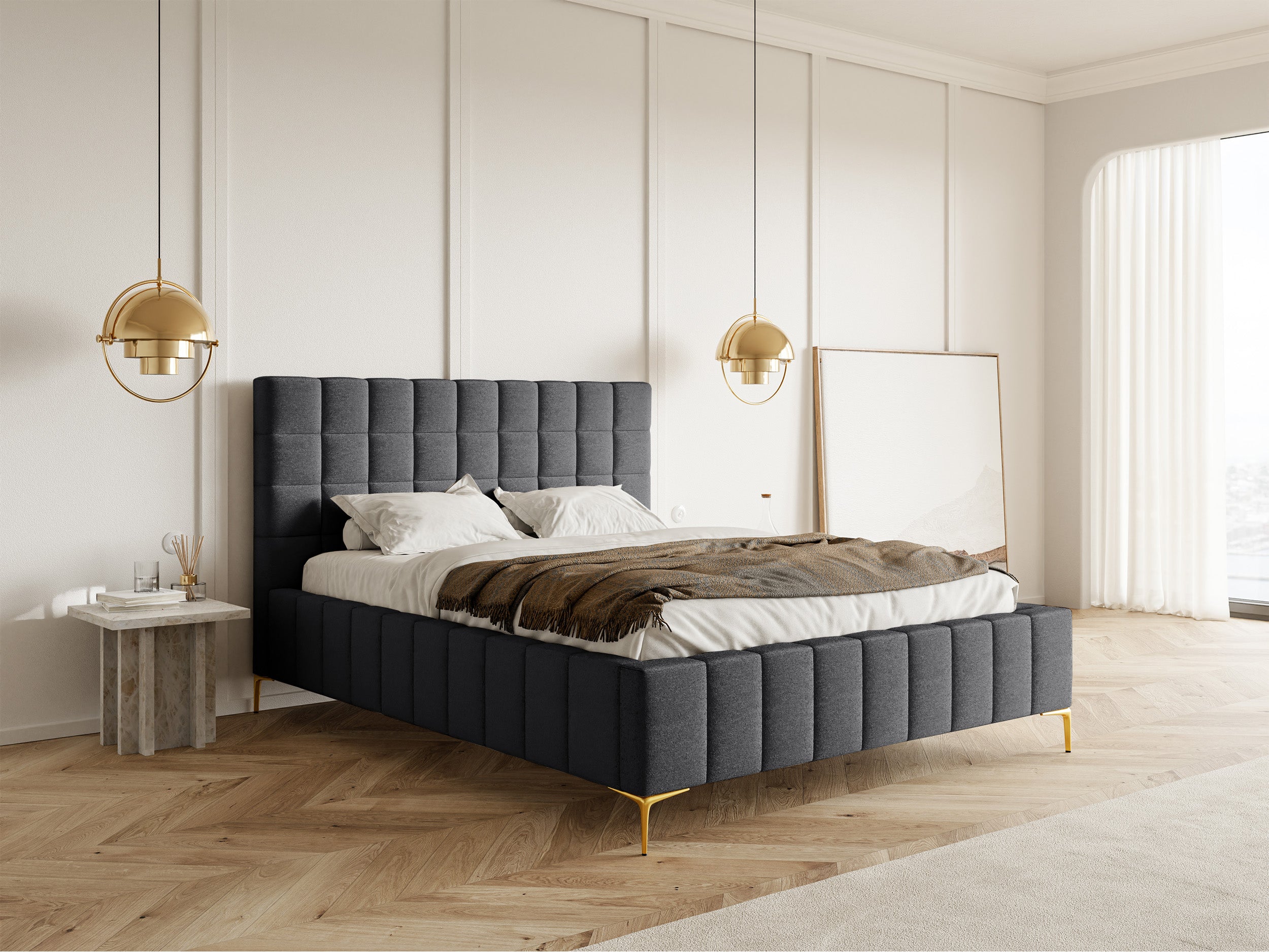 selsey-szejlo-gepolstertes-bett-160x200-cm-mit-stauraum-metallrahmen-dunkelgraue image 3