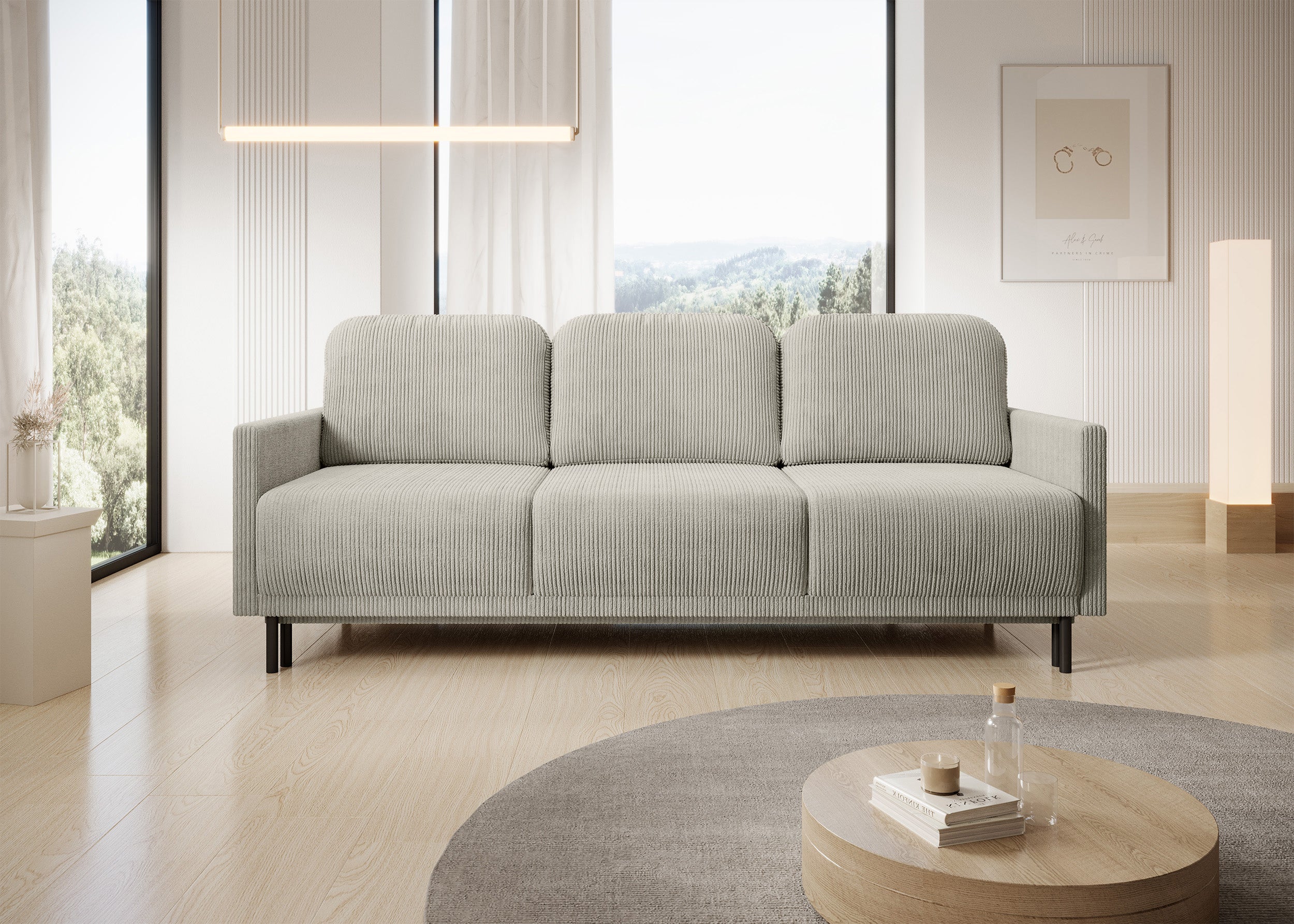 selsey-hamiel-dreisitziges-klappsofa-mit-stauraum-hellbeiger-cord image 7