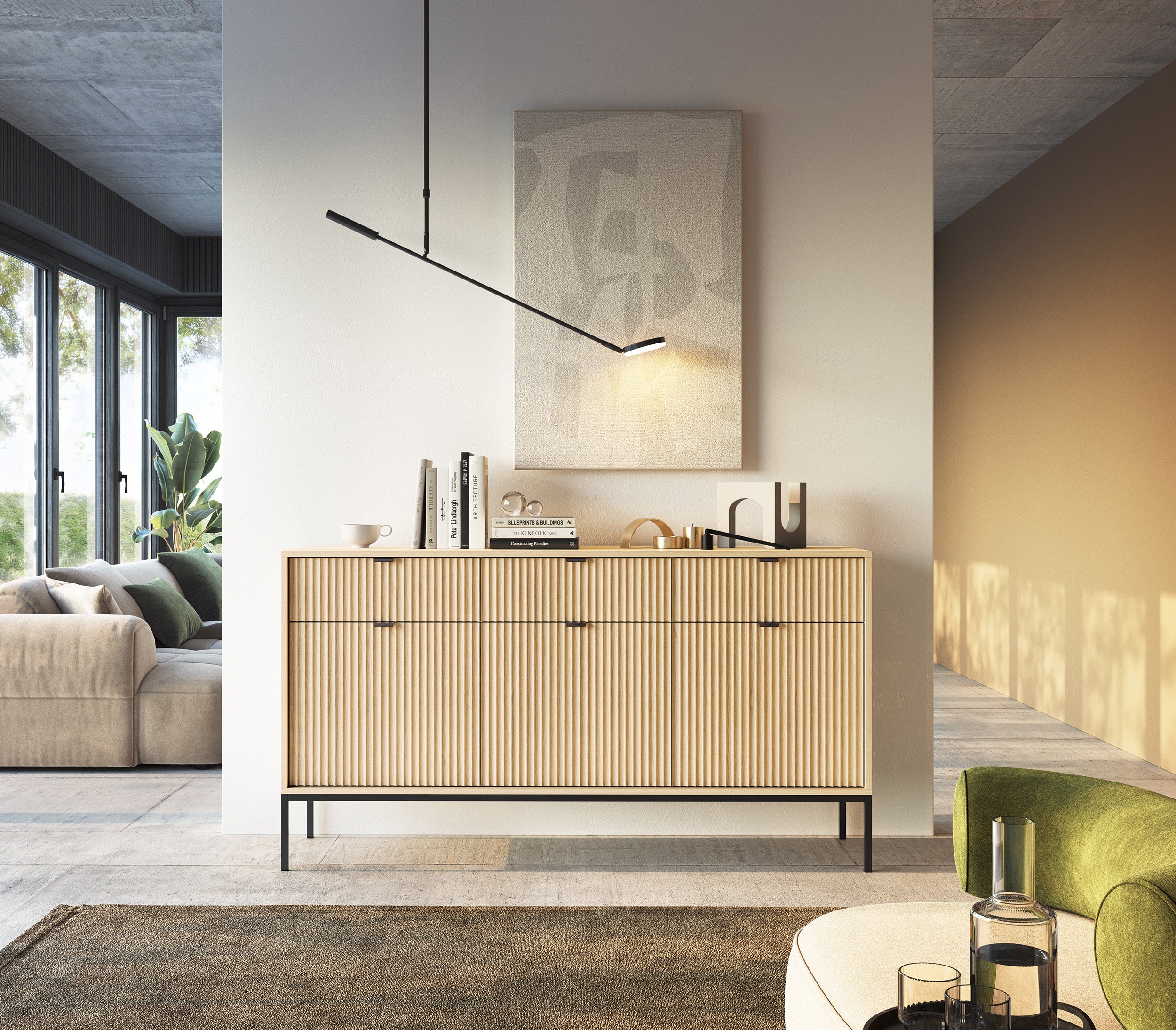 selsey-vellore-kommode-154-cm-eiche-vicenza-mit-3-schubladen-und-geriffelter-fro image 4