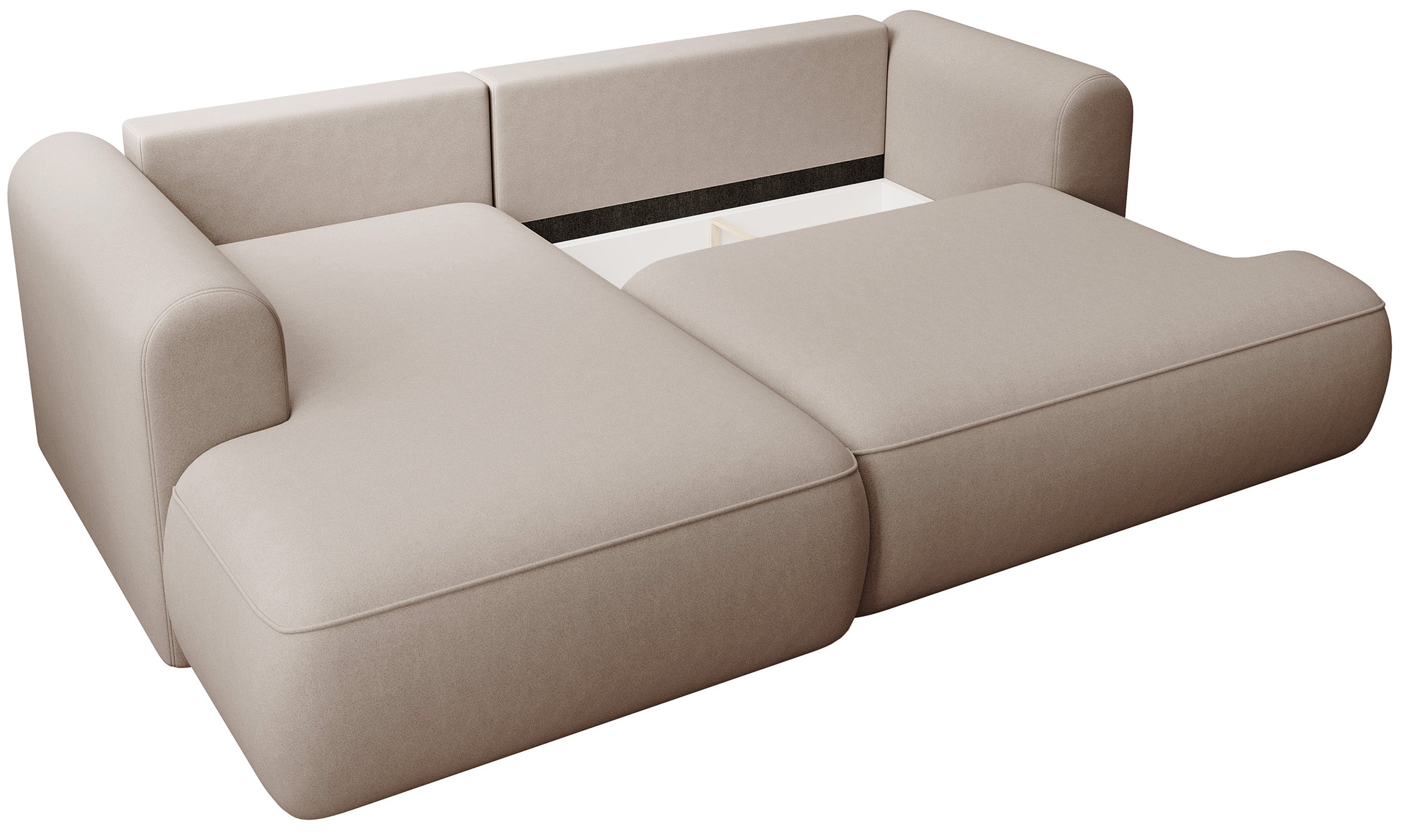 selsey-ovo-mini-ecksofa-mit-schlaffunktion-links-l-form-beige-samt-mit-stauraum image 3