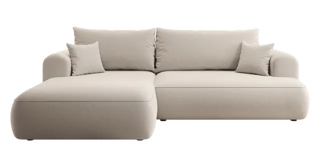 selsey-ovo-ecksofa-links-mit-schlaffunktion-und-stauraum-hellbeiger-samt image 1