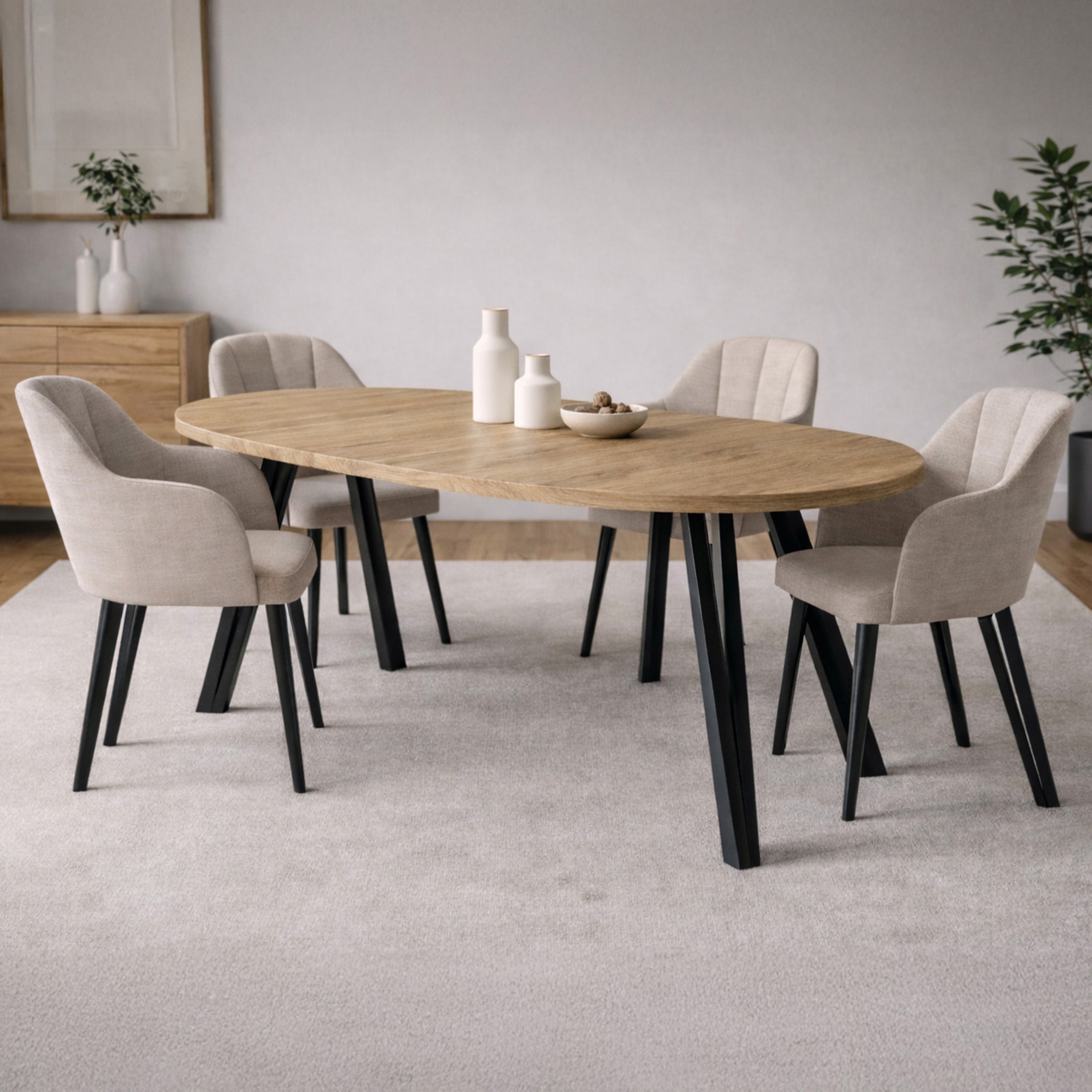 selsey-osenness-ausziehbarer-esstisch-100-180x100-cm-cremona-eiche-schwarze-bein image 2