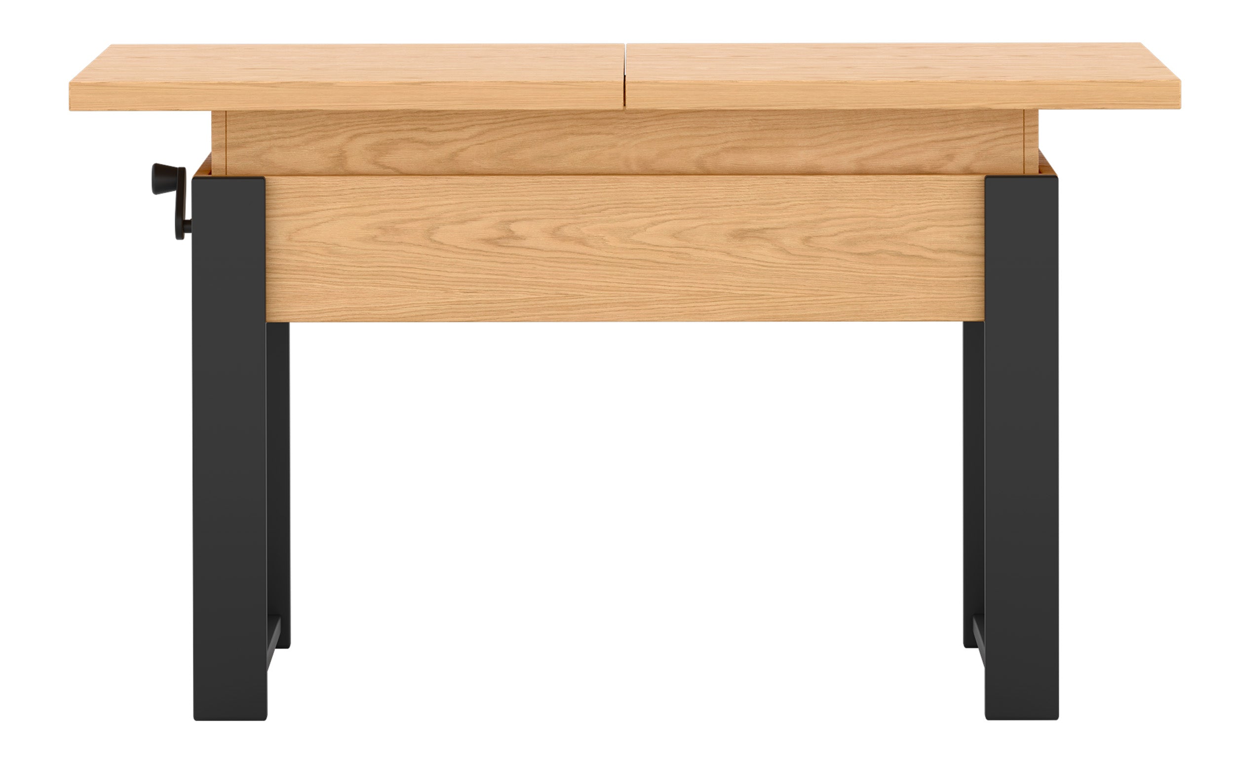 selsey-hugo-ausziehbarer-couchtisch-120-157-x67-cm-eiche-bookmatch-schwarze-bein image 6