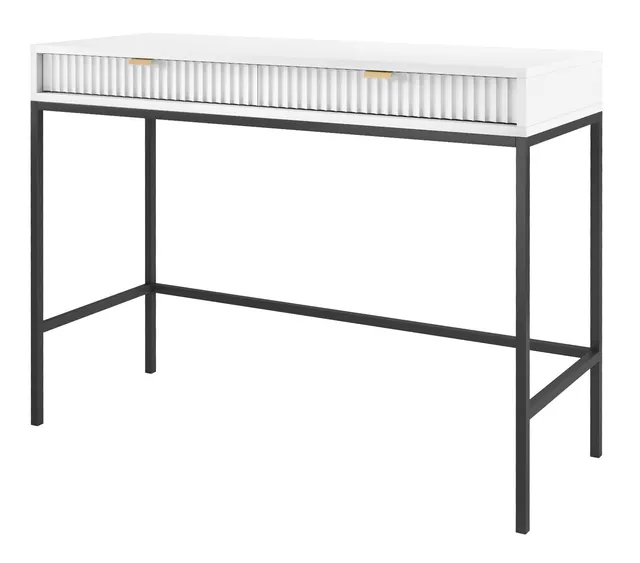 selsey-vellore-schminktisch-104-cm-wei-mit-gerillten-fronten-und-goldenen-griffe image 1