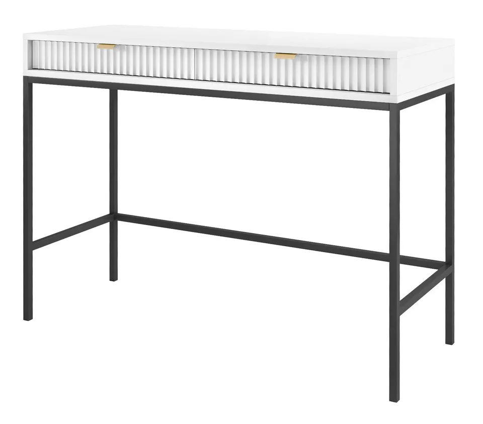 selsey-vellore-schminktisch-104-cm-wei-mit-gerillten-fronten-und-goldenen-griffe image 1