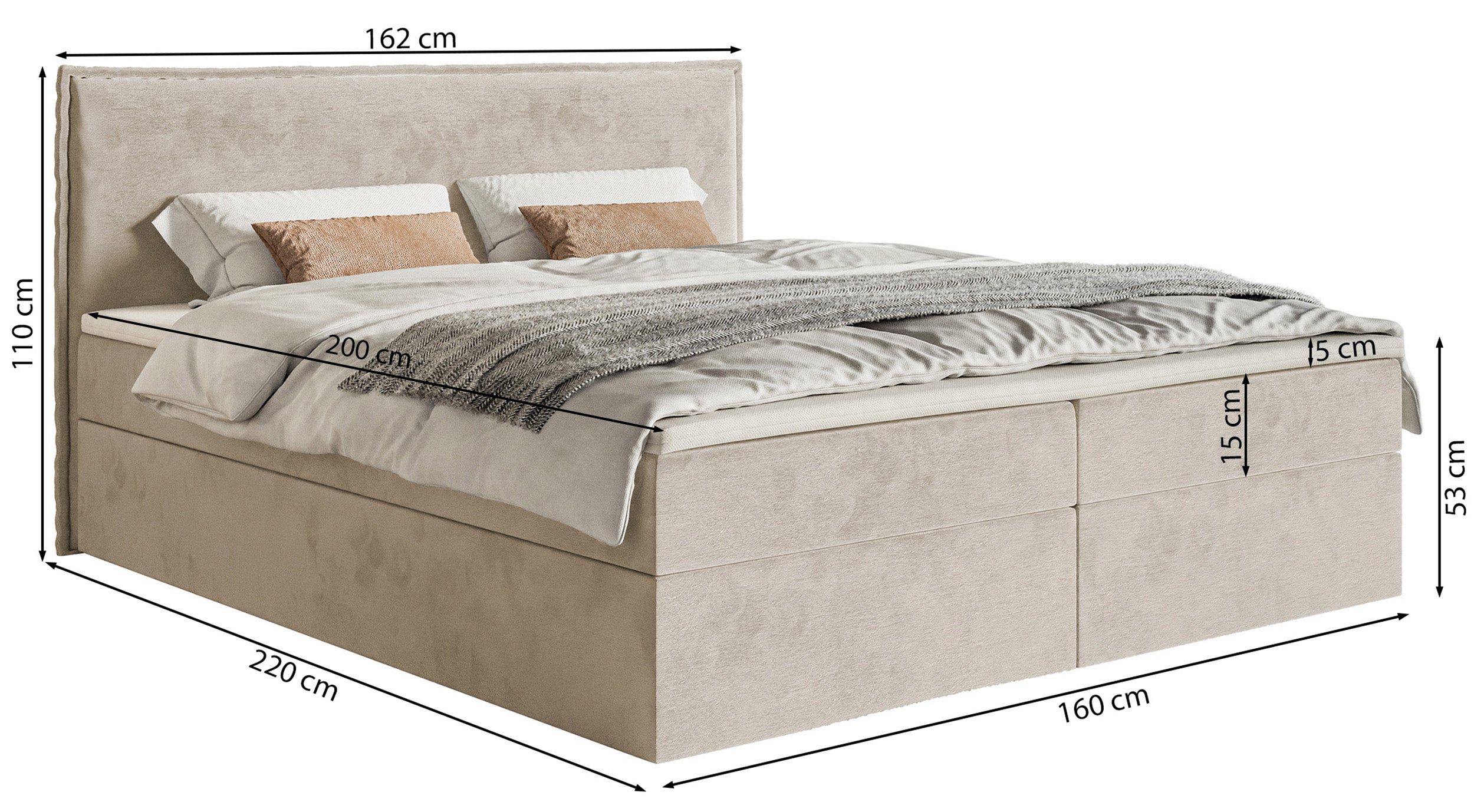 selsey-softie-kontinentalbett-160x200-cm-mit-stauraum-und-topper-beige-velours-w image 7