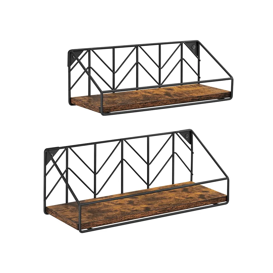 vasagle-wandregale-3er-set-vintagebraun-schwarz-holz-stahl image 1