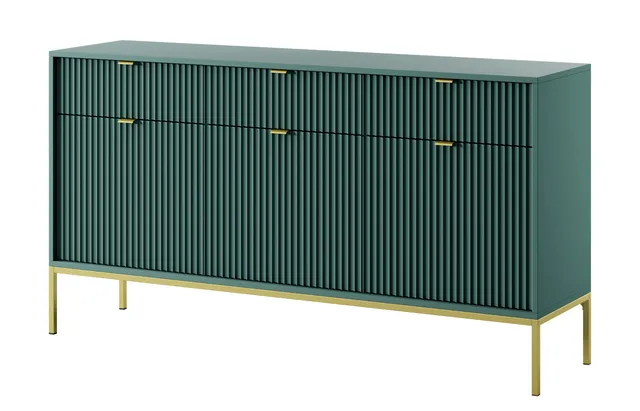 selsey-vellore-dreht-r-kommode-154-cm-gr-n-mit-rillenfronten-goldgriffen image 1