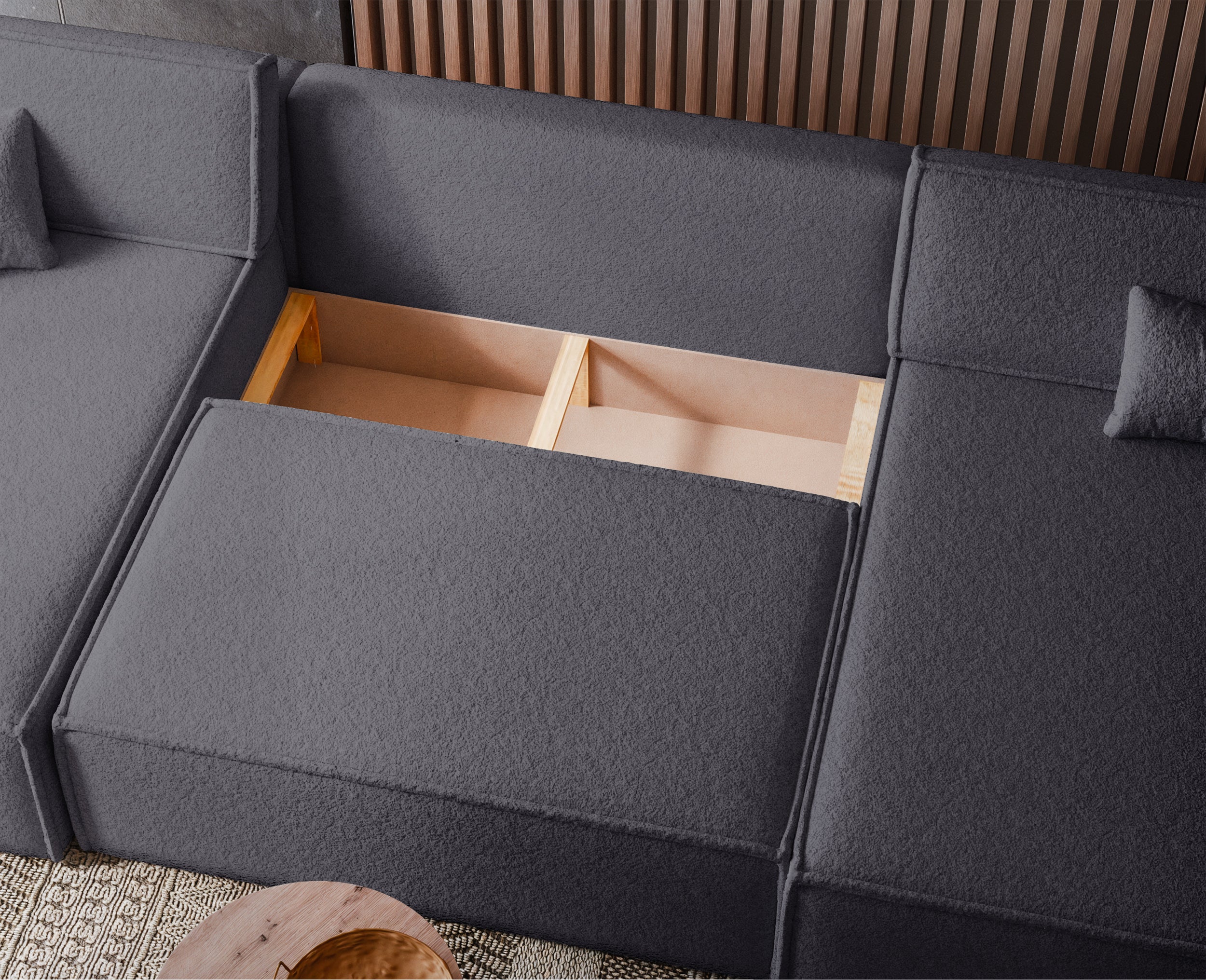 selsey-scarlo-u-form-ecksofa-mit-schlaffunktion-und-stauraum-dunkelgrau-boucl image 4