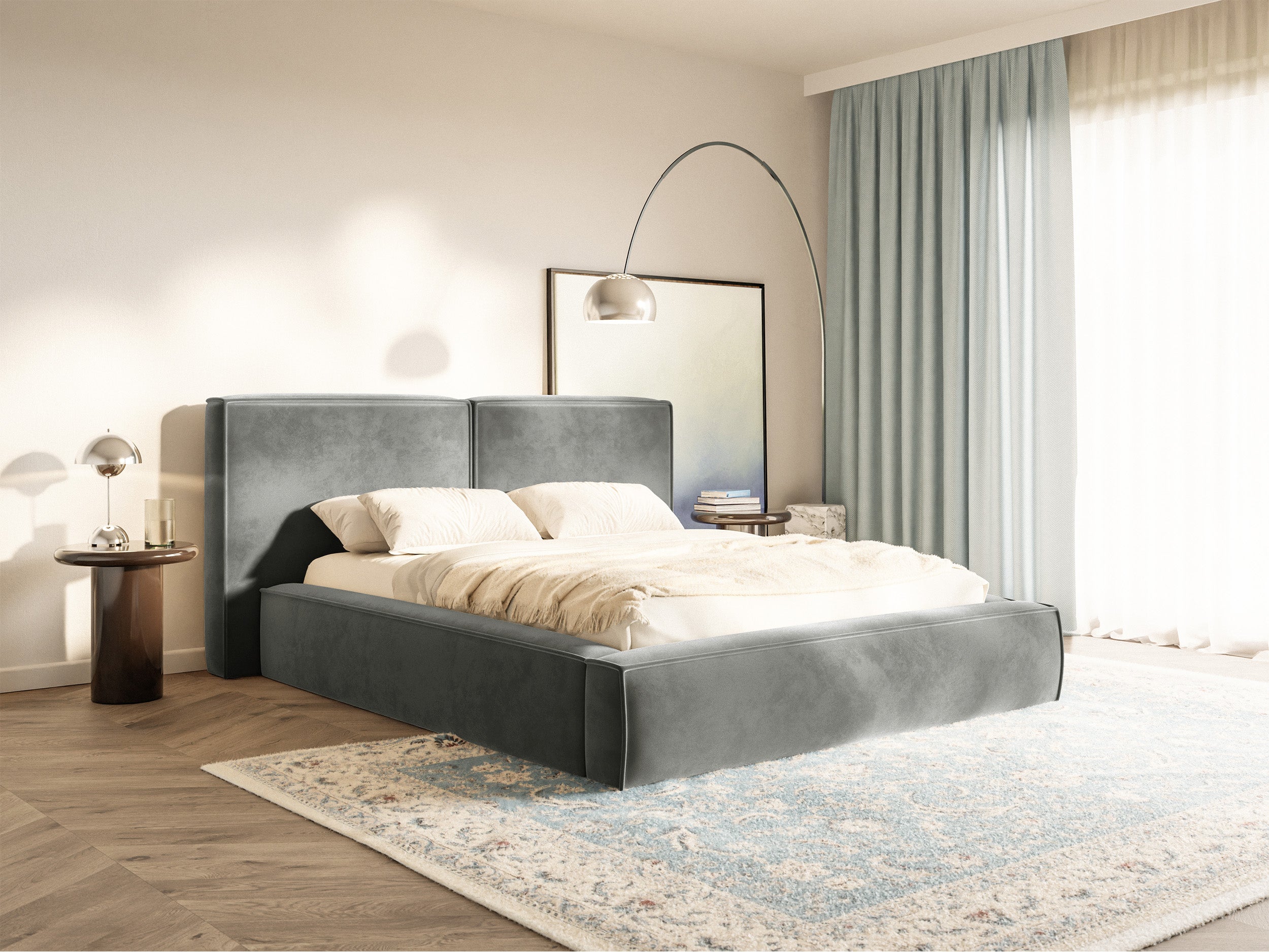 selsey-polsterbett-tilves-200x200-cm-mit-stauraum-metallrahmen-grauer-samt image 2