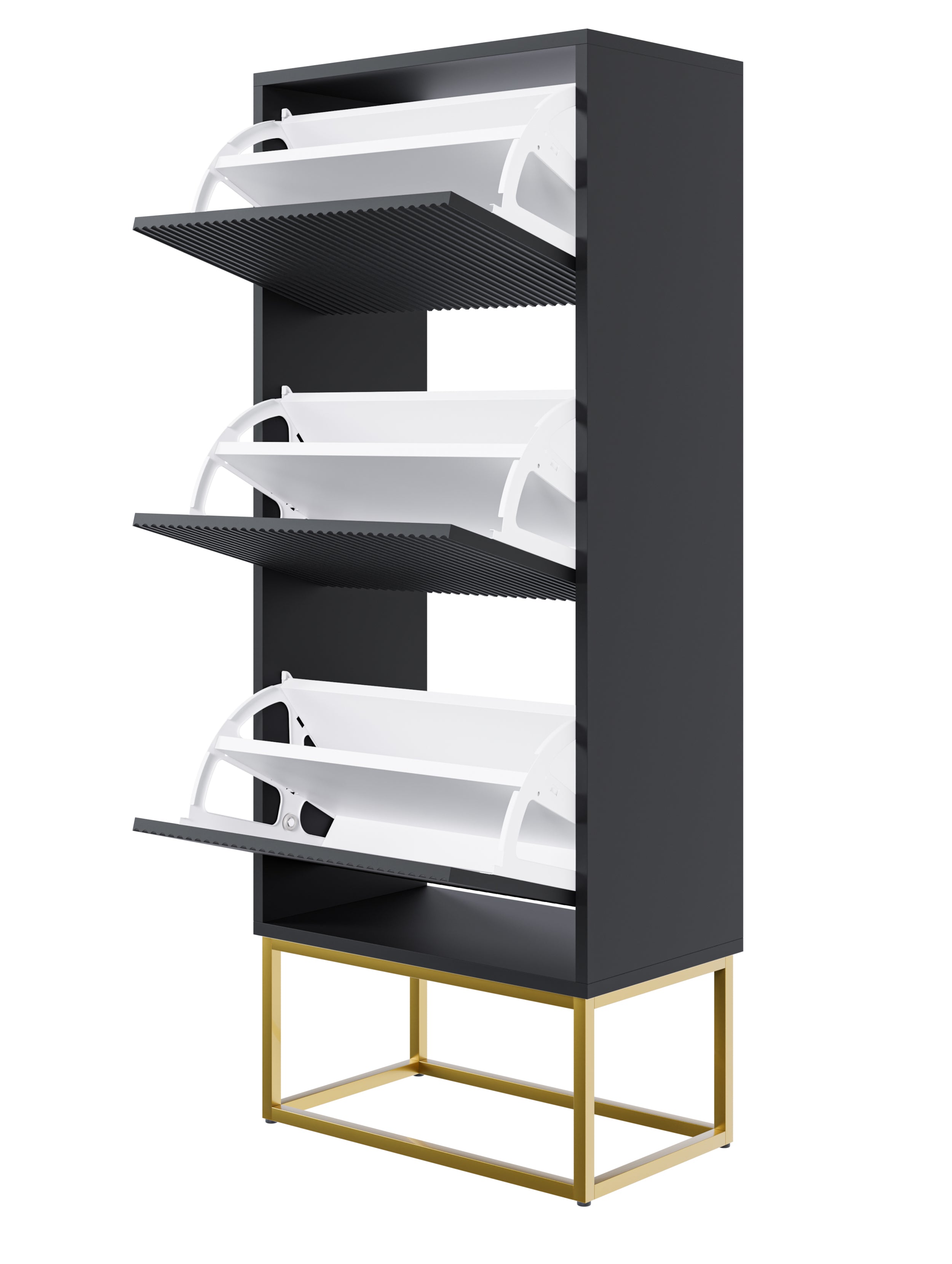 selsey-veldio-schuhschrank-mit-3-f-chern-50-cm-schwarz-mit-goldenen-beinen image 2
