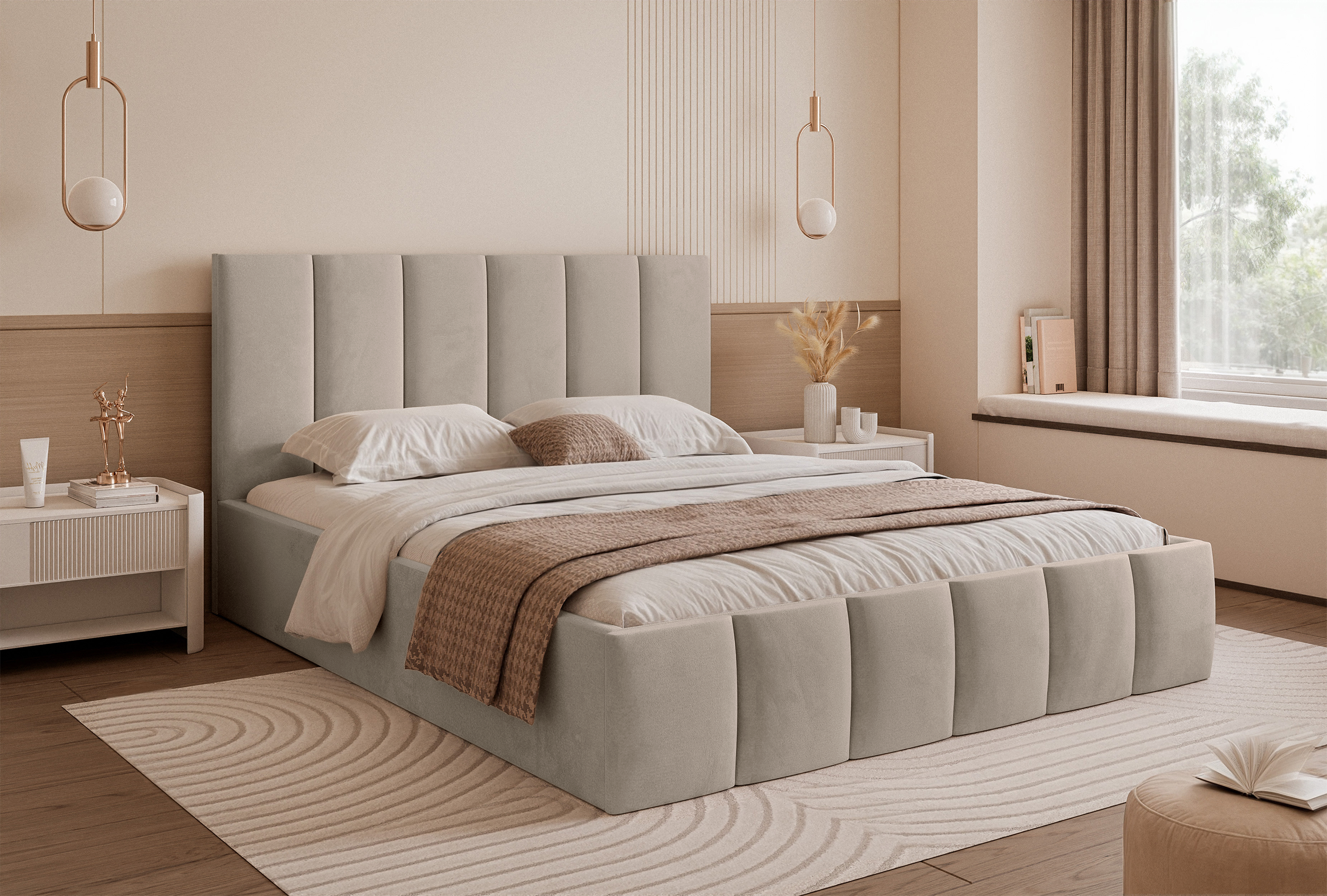 selsey-sarafino-polsterbett-160x200-cm-mit-bettkasten-grau-beige-samt image 2