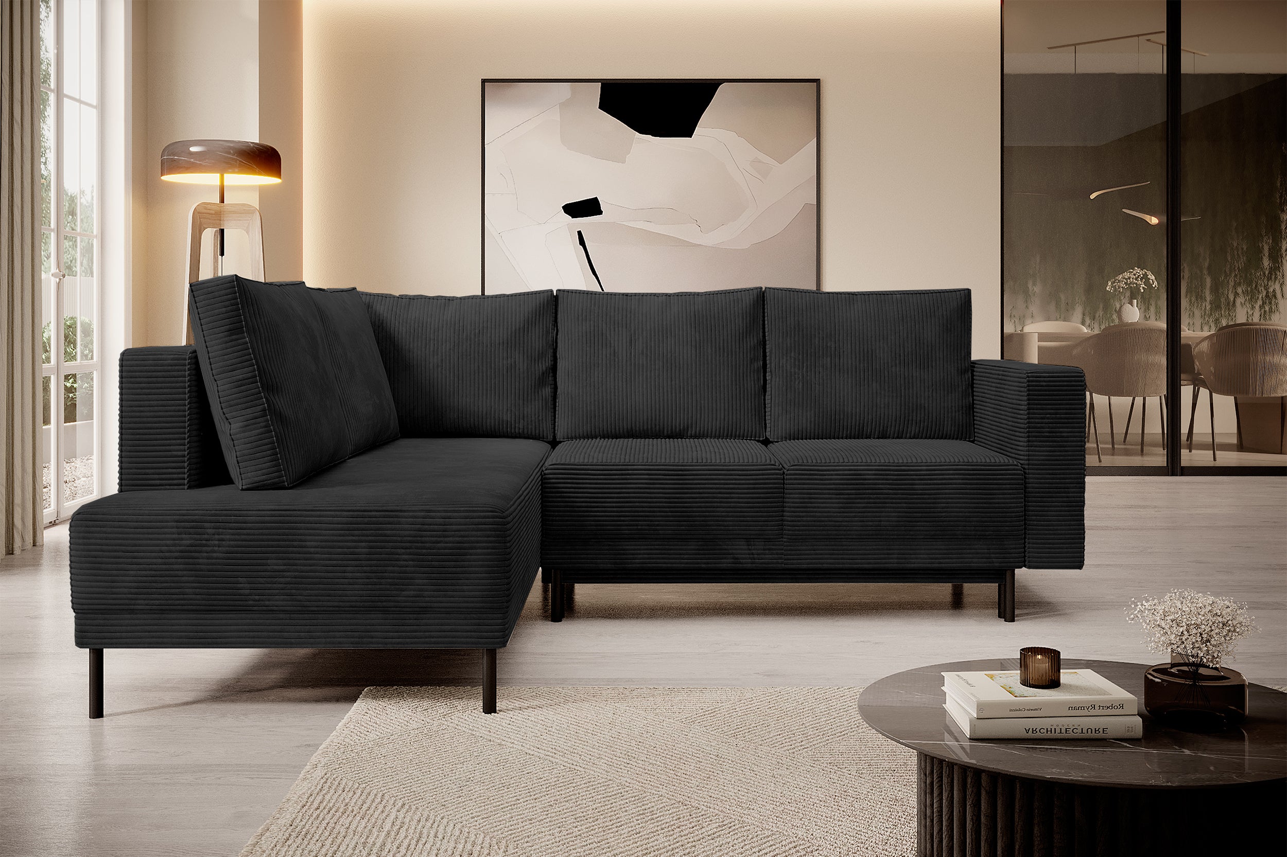 selsey-rodario-ecksofa-links-mit-schlaffunktion-und-bettkasten-schwarz-cord image 3