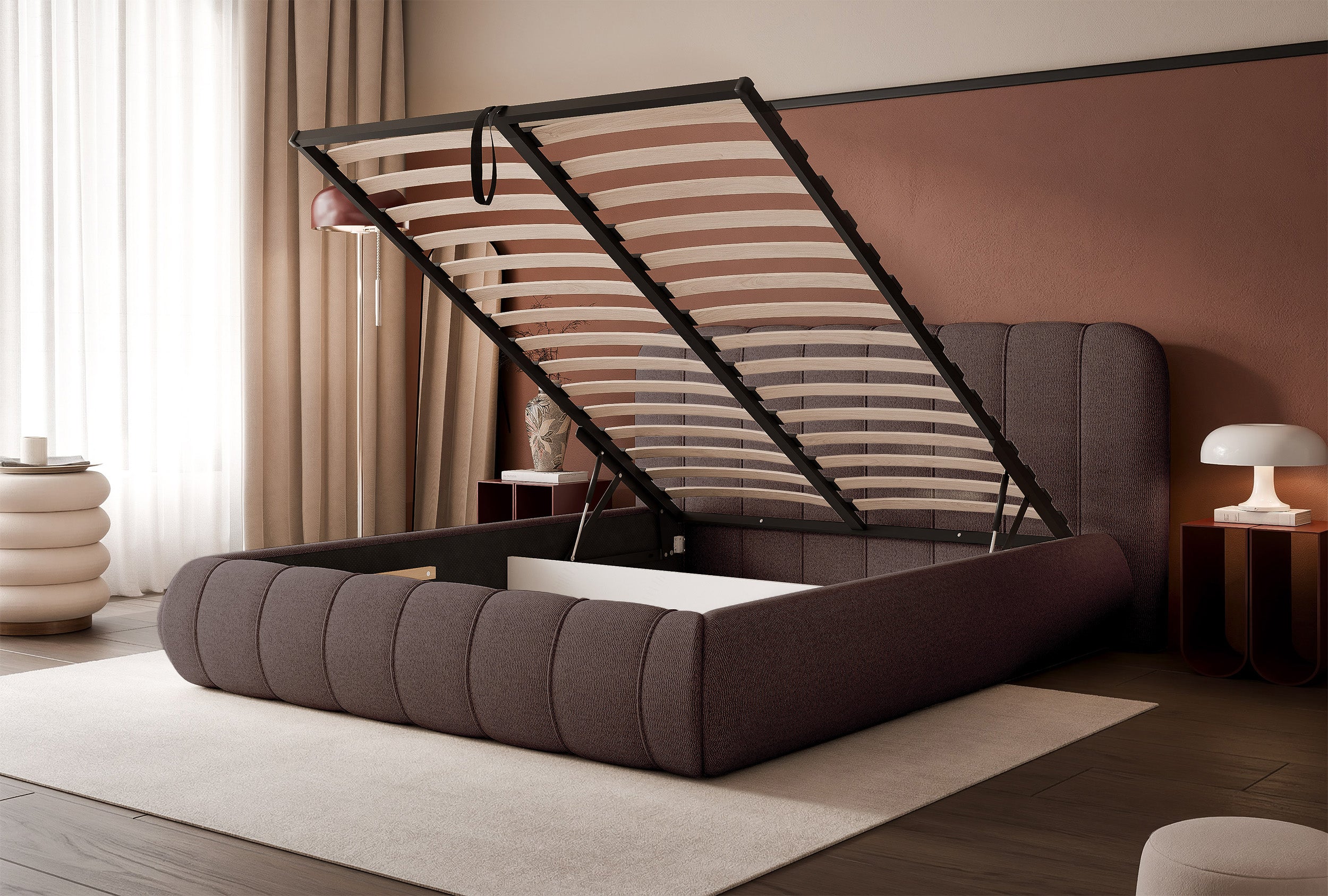 selsey-malunna-gepolstertes-bett-160x200-cm-braun-chenille-mit-stauraum-und-meta image 4