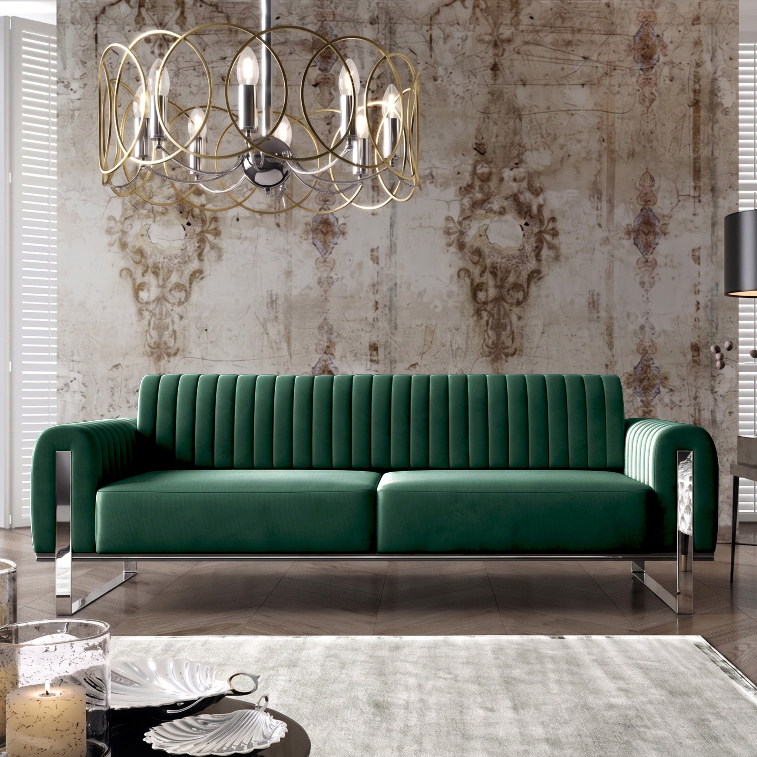 selsey-parissa-dreier-sofa-samt-gr-n-mit-chromf-en image 2