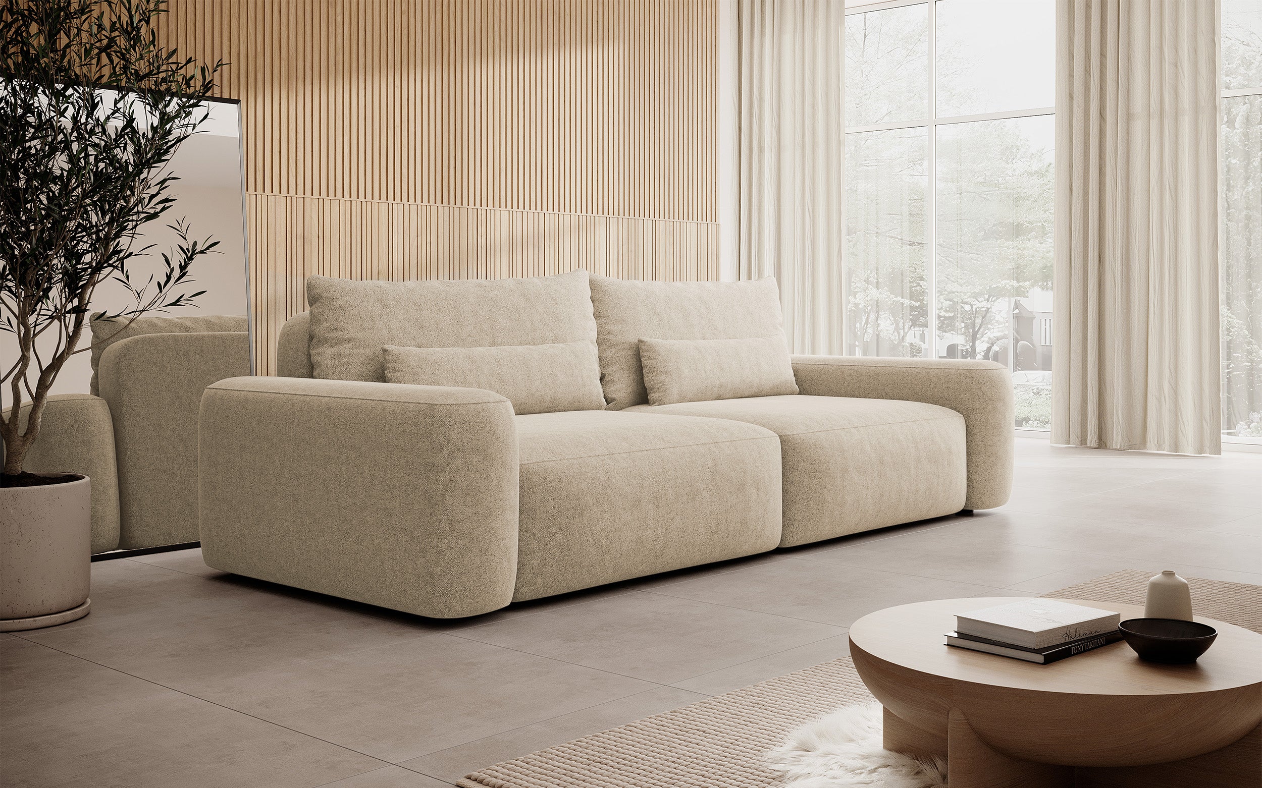 selsey-carnos-dreisitzer-schlafsofa-beige-chenille-wasserabweisend-schwarze-bein image 2