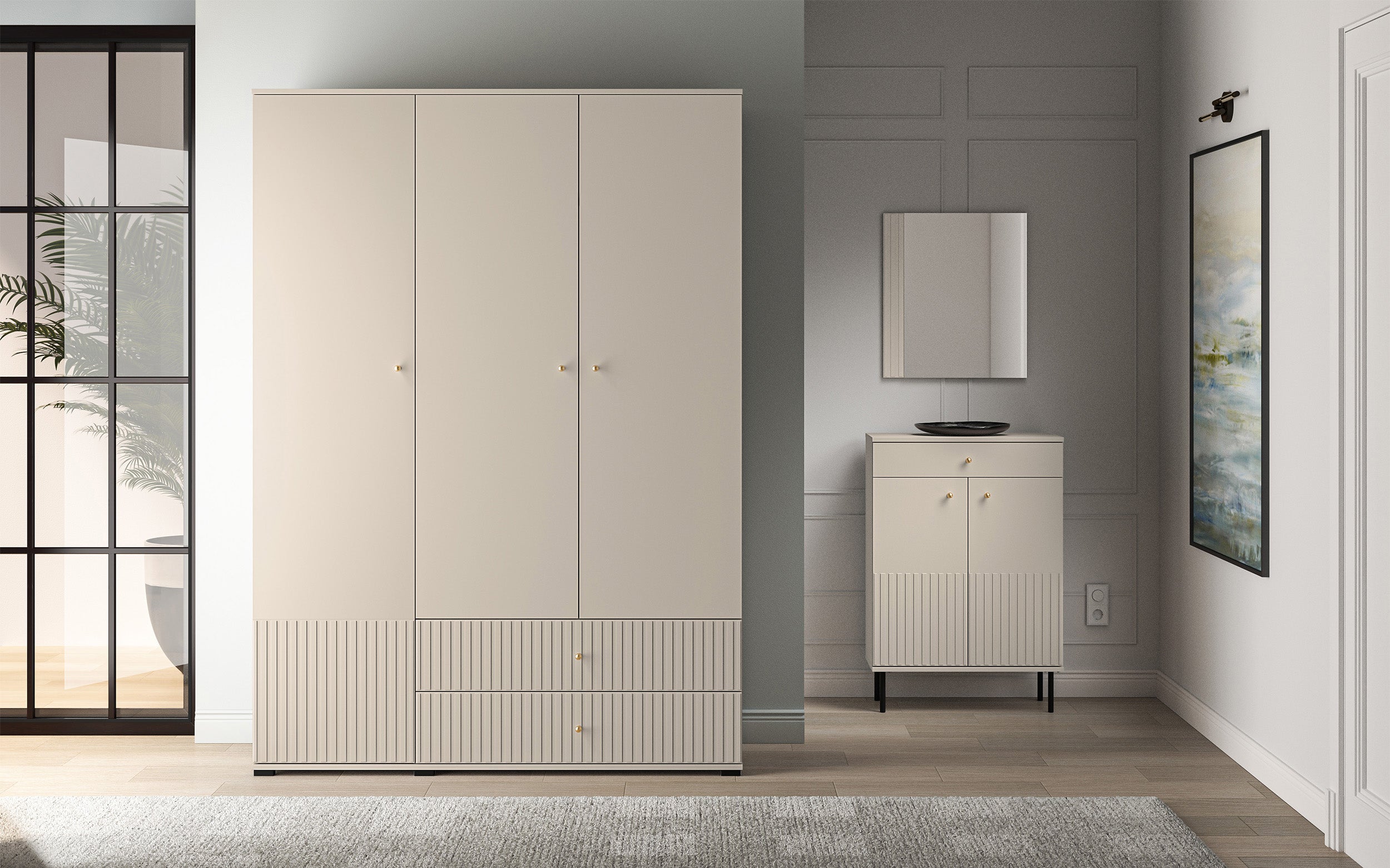 selsey-caletto-dreht-renschrank-150-cm-mit-2-schubladen-lamellen-beige image 3
