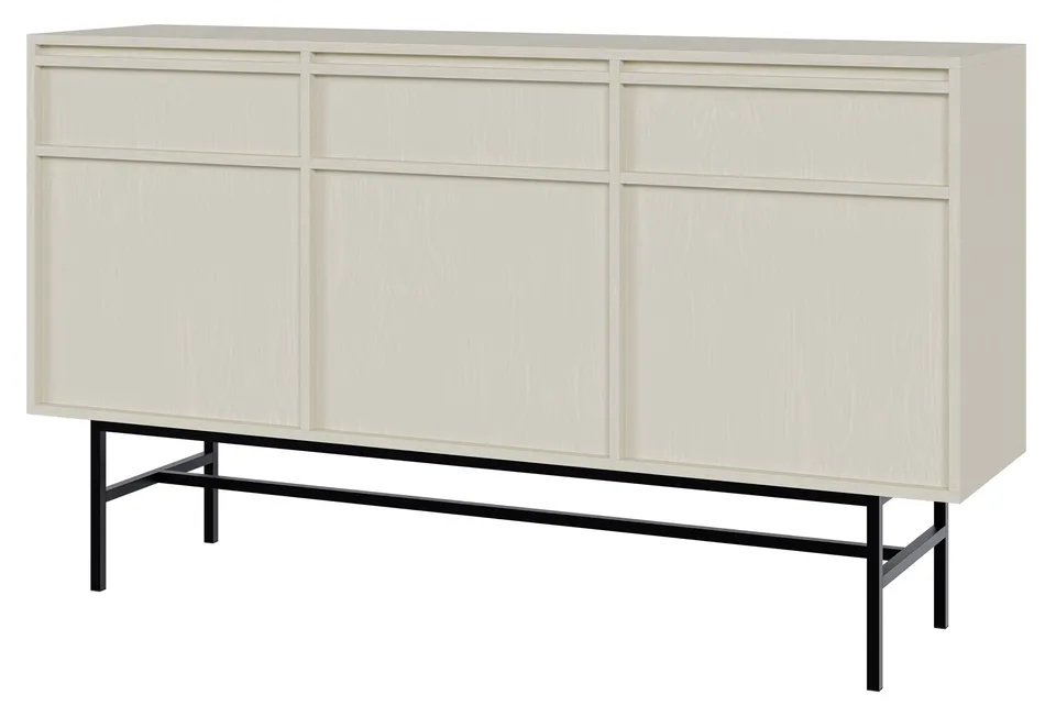 selsey-evo-dreht-r-kommode-154-cm-mit-schubladen-sandbeige-mit-stahlgestell image 1