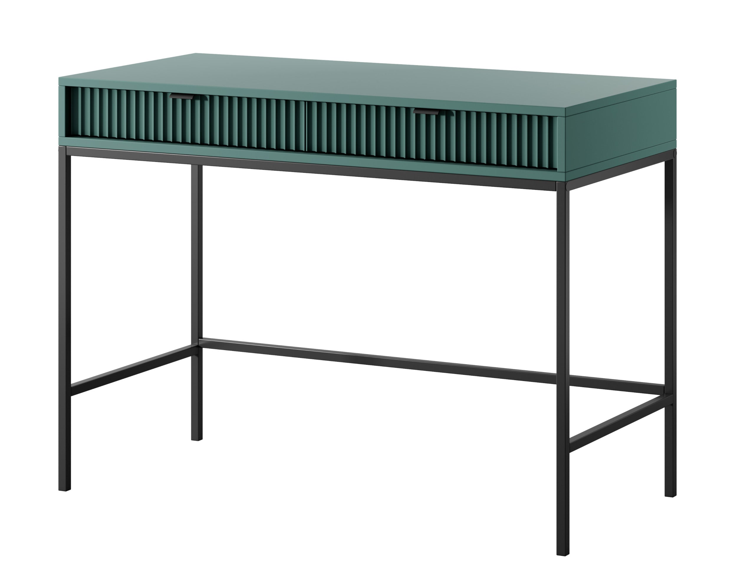 selsey-vellore-schminktisch-schreibtisch-104-cm-gr-n-geriffelte-fronten-schwarze image 1