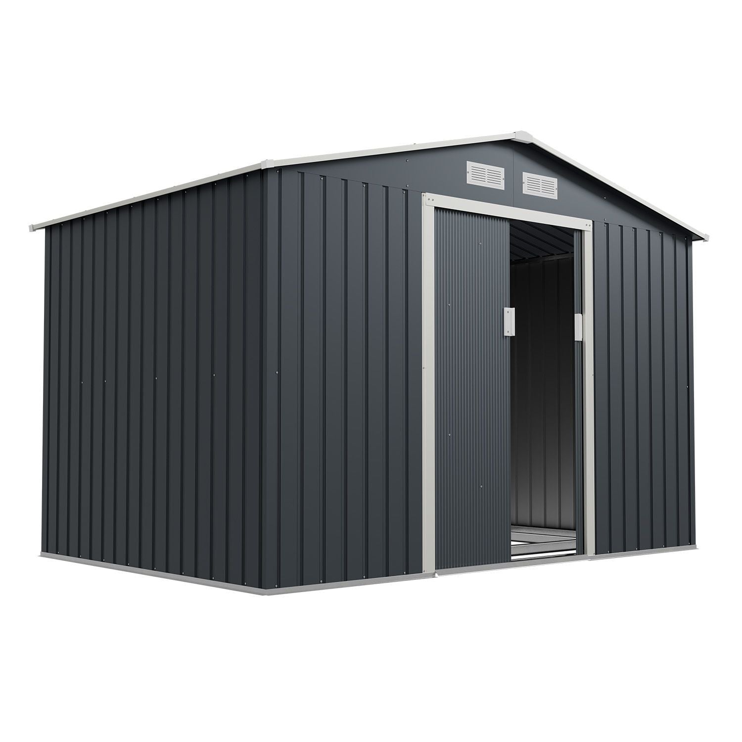 juskys-ger-tehaus-metall-gr-e-m-mit-pultdach-ger-teschuppen-dunkelgr-n-doppelsch image 1