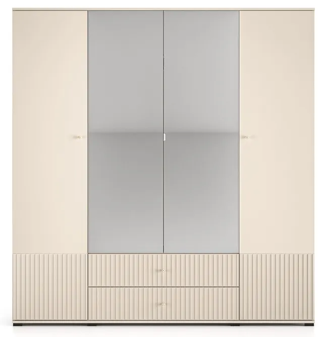 selsey-caletto-viert-riger-schrank-200-cm-mit-spiegel-beige-lamellen image 1