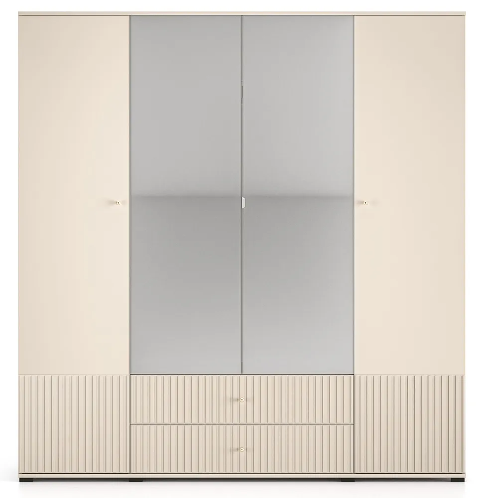 selsey-caletto-viert-riger-schrank-200-cm-mit-spiegel-beige-lamellen image 1