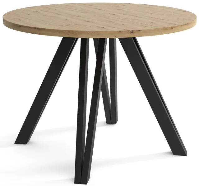 selsey-nuuvel-ausziehbarer-esstisch-100-180x100-cm-artisan-eiche-schwarze-beine image 1