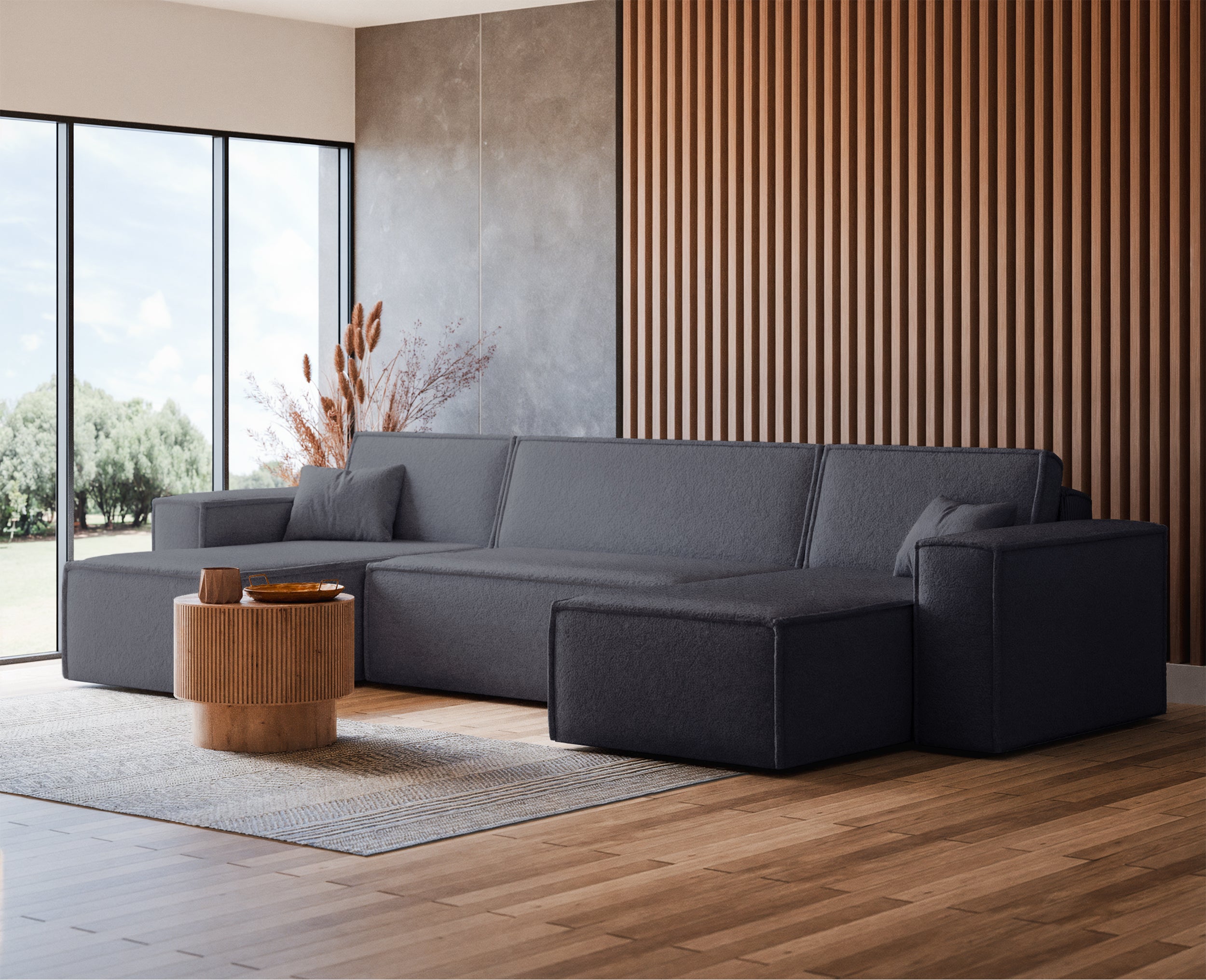 selsey-scarlo-u-form-ecksofa-mit-schlaffunktion-und-stauraum-dunkelgrau-boucl image 3