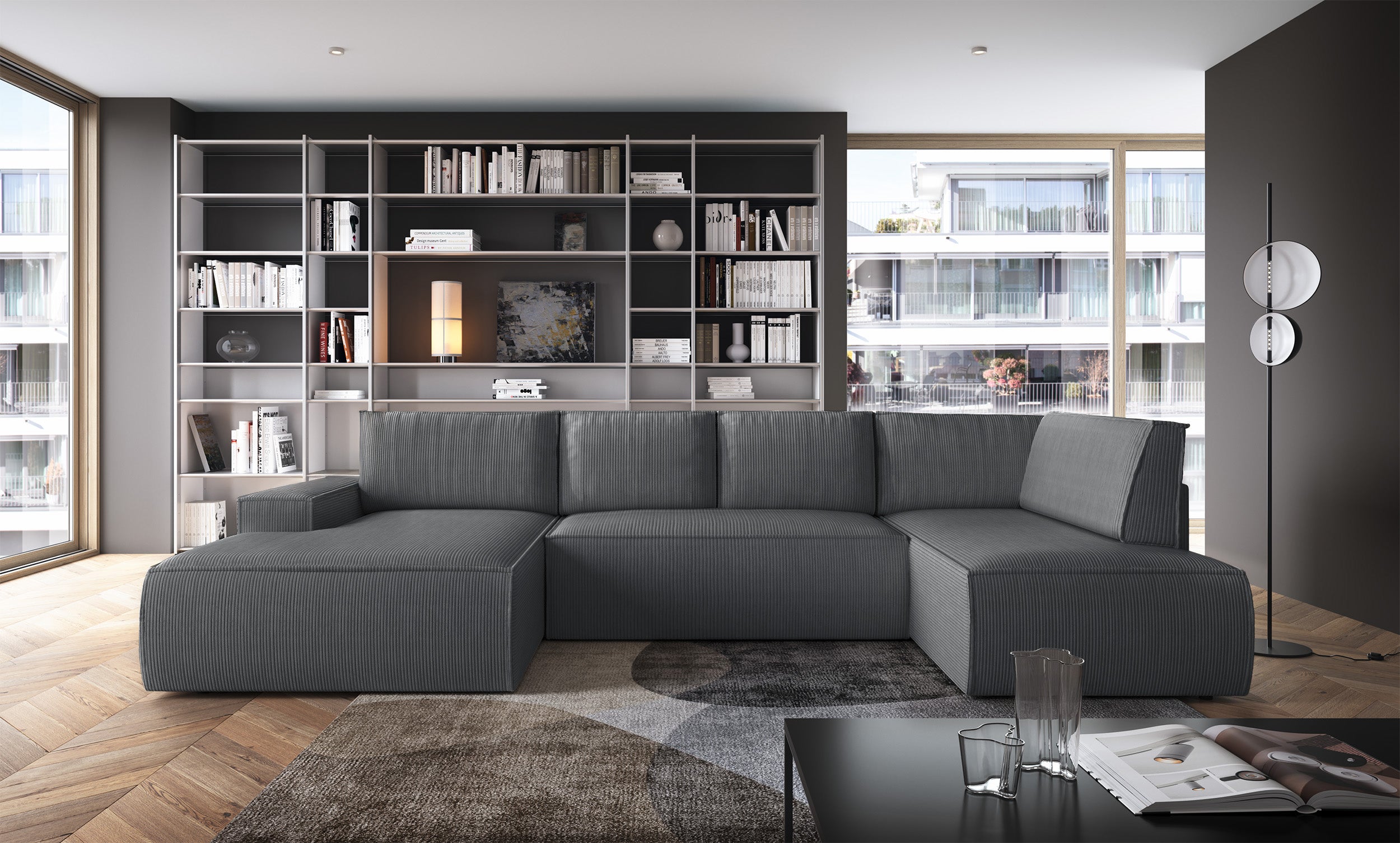 selsey-farese-new-ecksofa-mit-schlaffunktion-u-form-links-grau-cord-mit-stauraum image 2