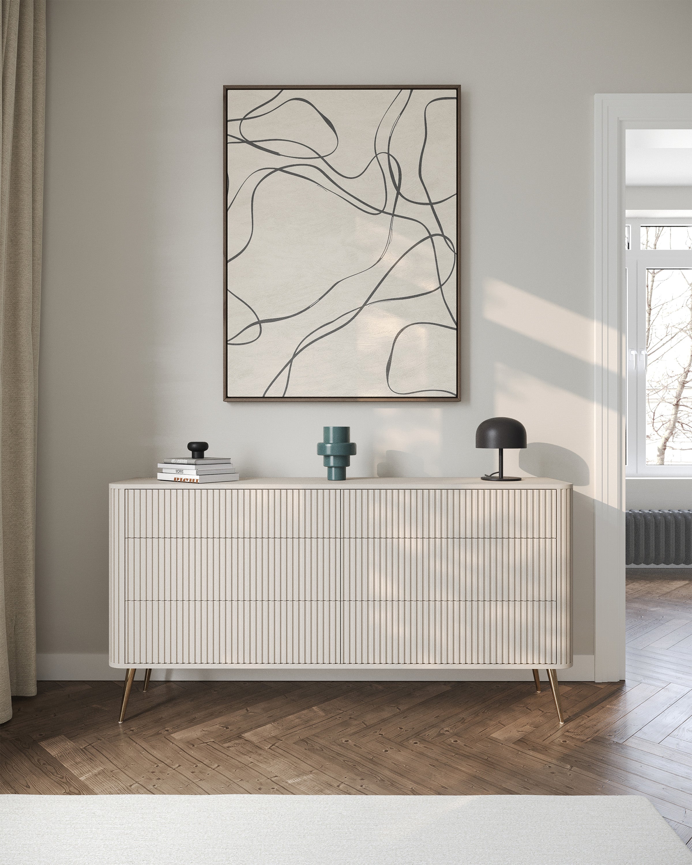 selsey-ovarlo-kommode-168-cm-sandbeige-6-schubladen-goldene-beine-gefr-st image 2