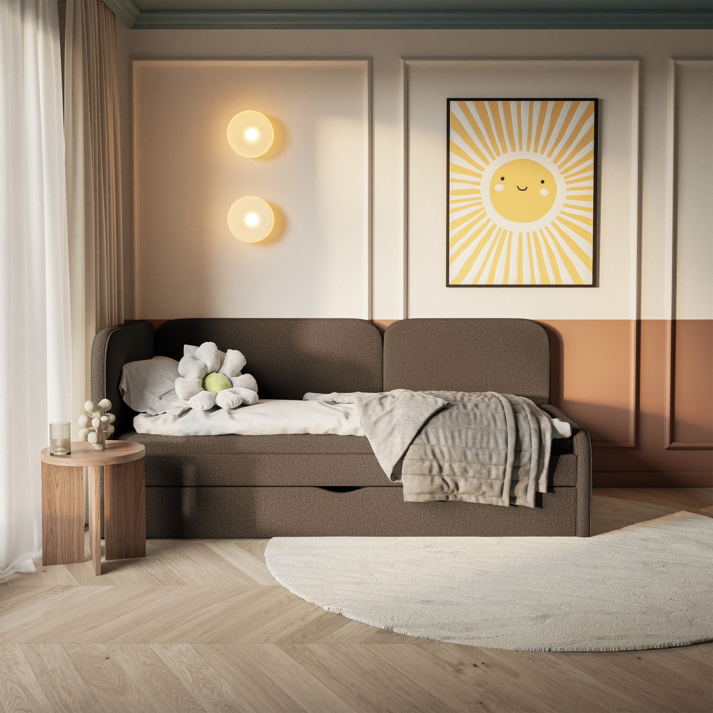 selsey-cuddy-jugendbett-90x200-cm-links-braun-strickgewebe-mit-matratze-und-stau image 3