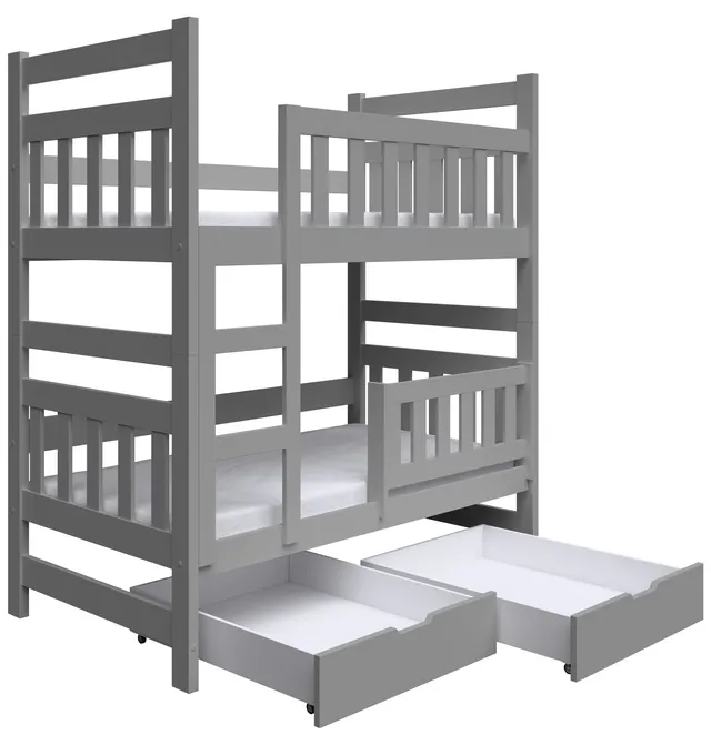 selsey-dromi-etagenbett-80x185-cm-mit-matratzen-und-schubladen-grau image 1