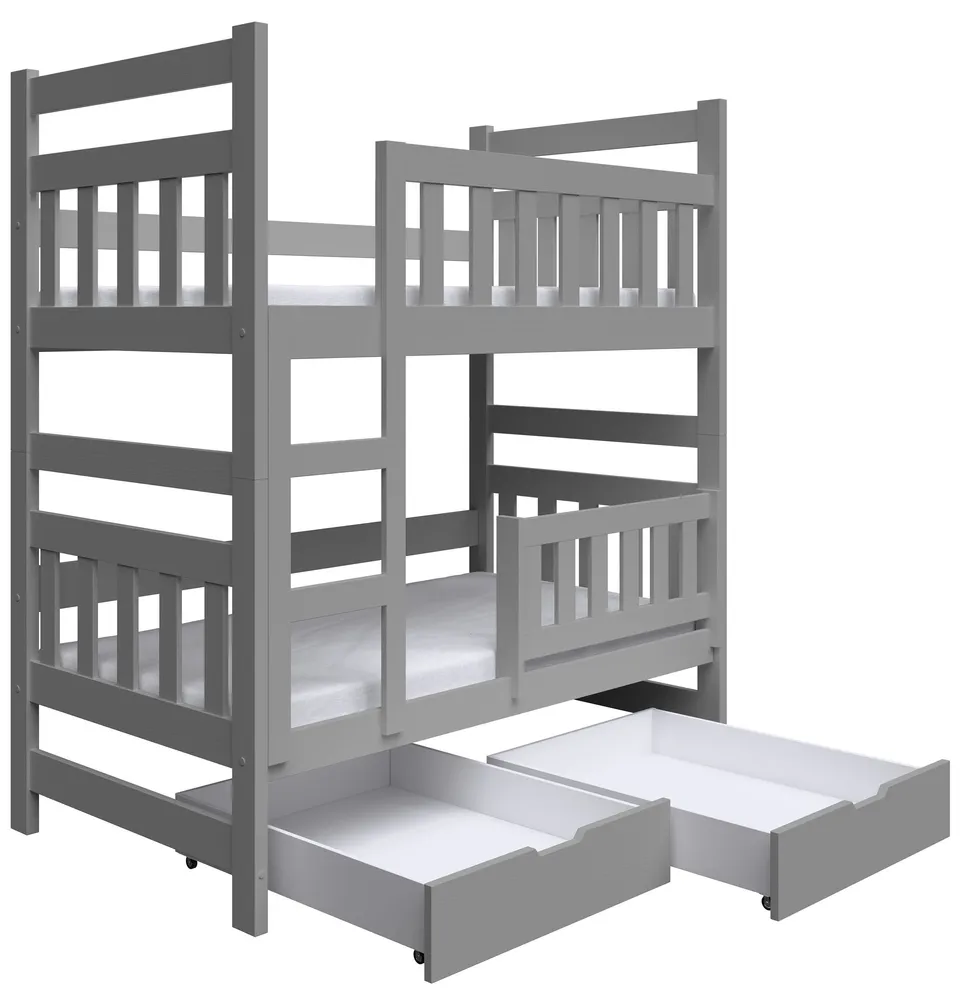 selsey-dromi-etagenbett-80x185-cm-mit-matratzen-und-schubladen-grau image 1