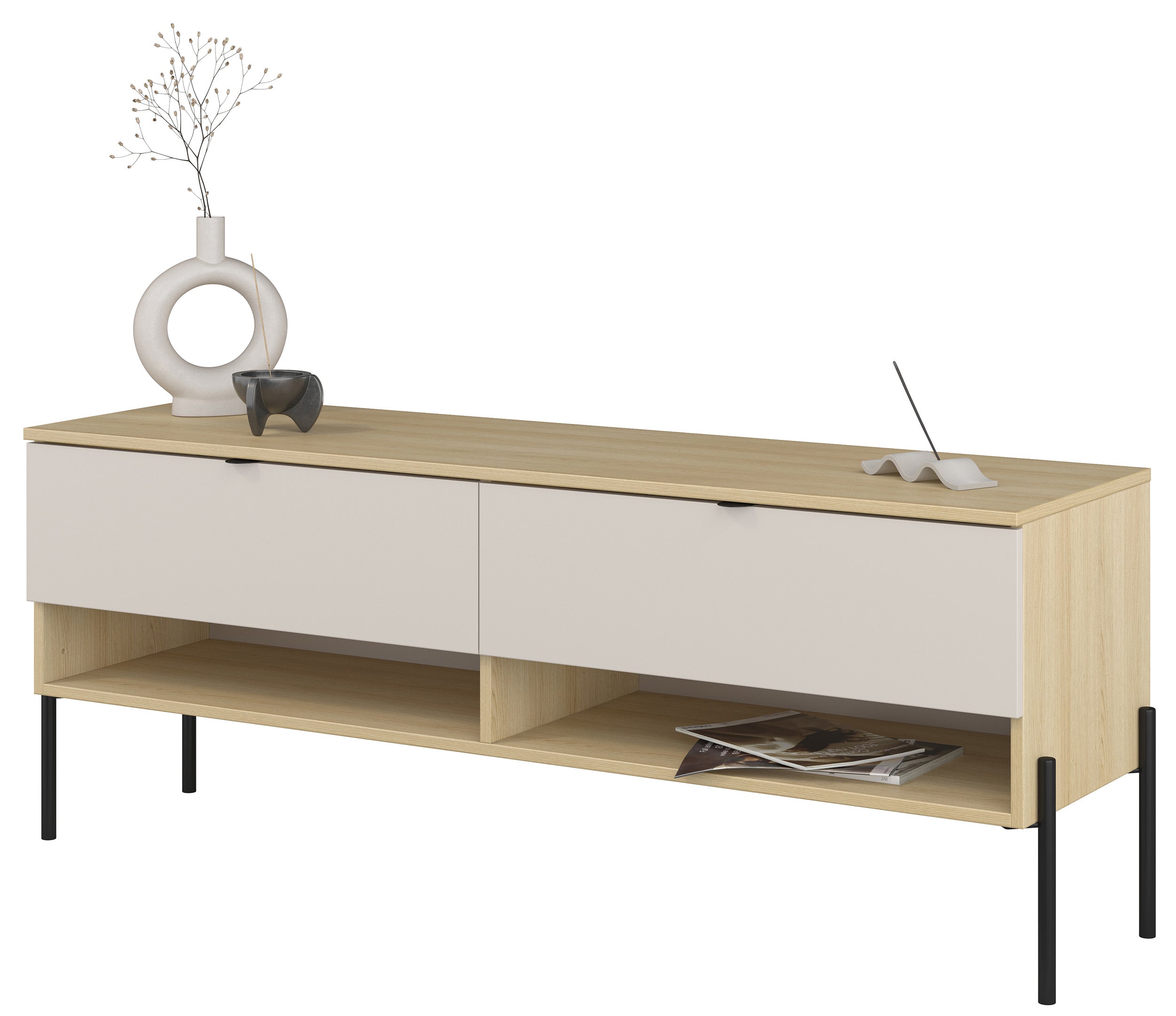 selsey-ore-tv-schrank-140-cm-mit-2-schubladen-lindberg-eiche-kaschmir image 7