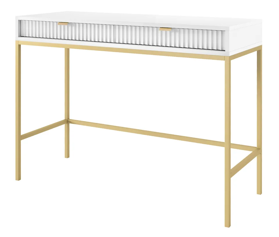 selsey-vellore-schminktisch-104-cm-wei-mit-rillenfronten-und-goldenem-gestell image 1