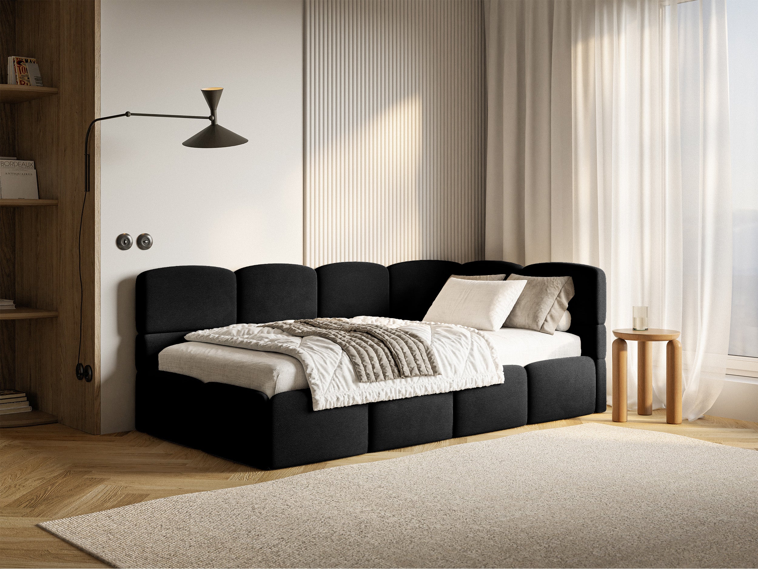 selsey-cloudy-jugendbett-90x200-cm-rechts-mit-stauraum-schwarzer-velours image 2