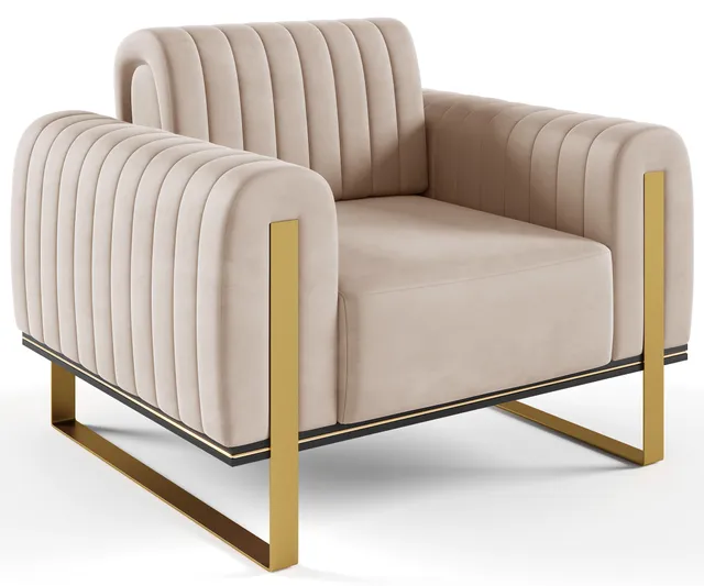 selsey-parissa-schalensessel-beige-samt-mit-goldenen-beinen image 1