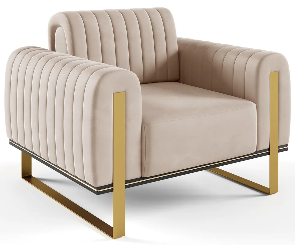 selsey-parissa-schalensessel-beige-samt-mit-goldenen-beinen image 1