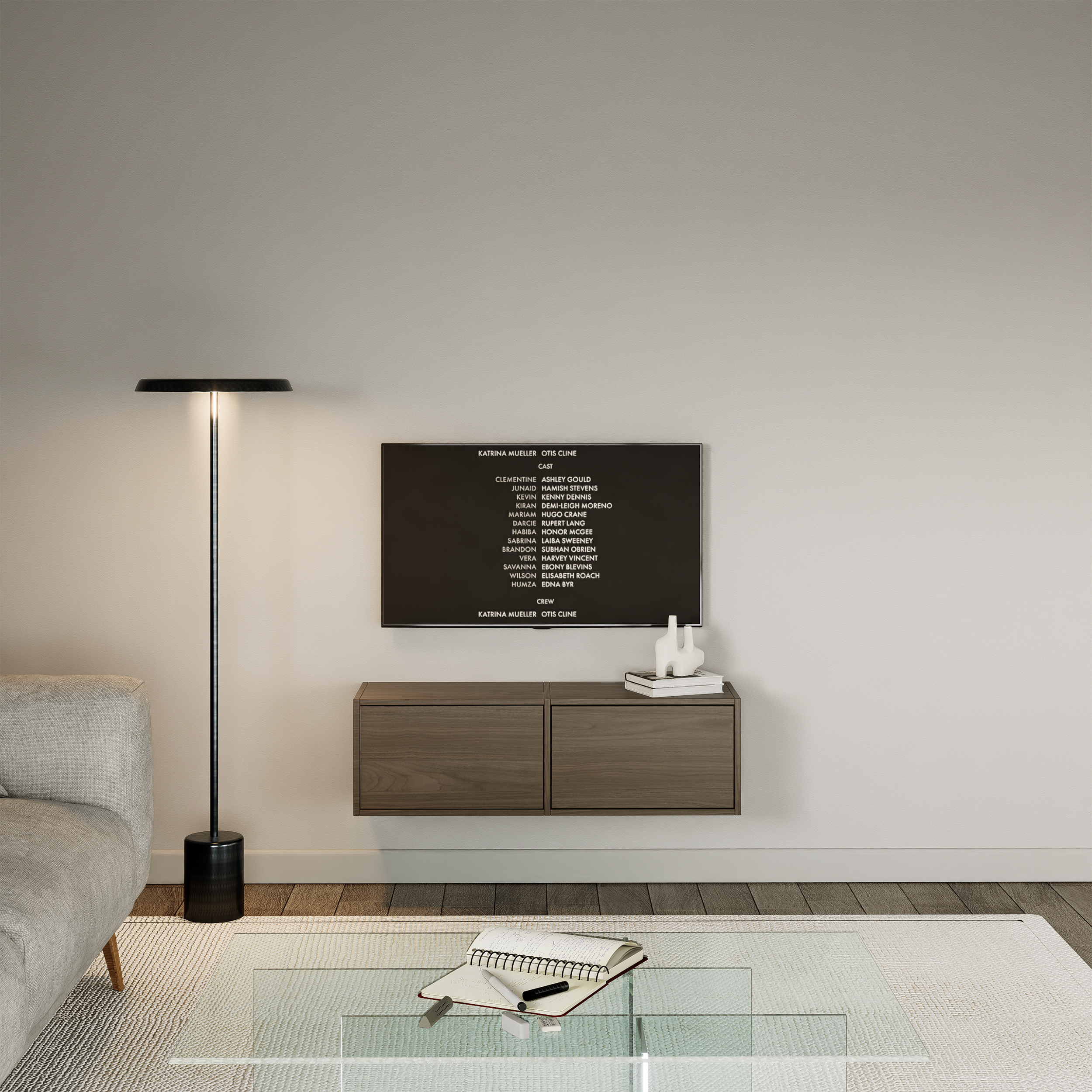 selsey-framme-h-ngender-tv-schrank-100-cm-mit-zwei-klappen-wisconsin-nussbaum image 2