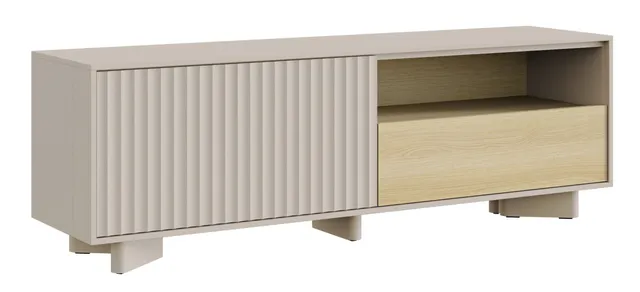 selsey-distria-tv-schrank-140-cm-mit-schublade-geriffelter-front-kaschmir-vicenz image 1