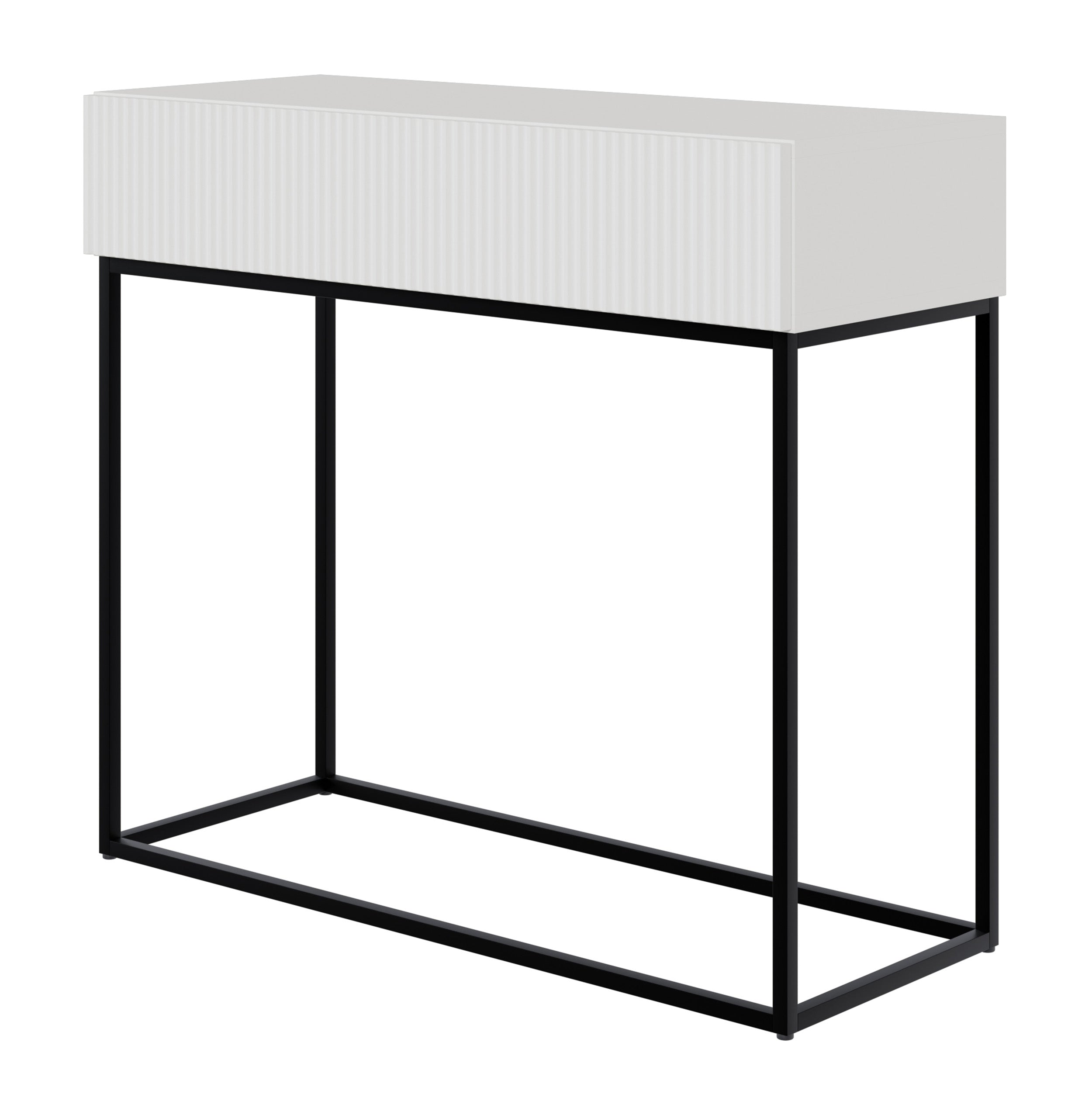 selsey-veldio-konsole-90-cm-mit-gefr-ster-front-und-schublade-wei-schwarz image 1