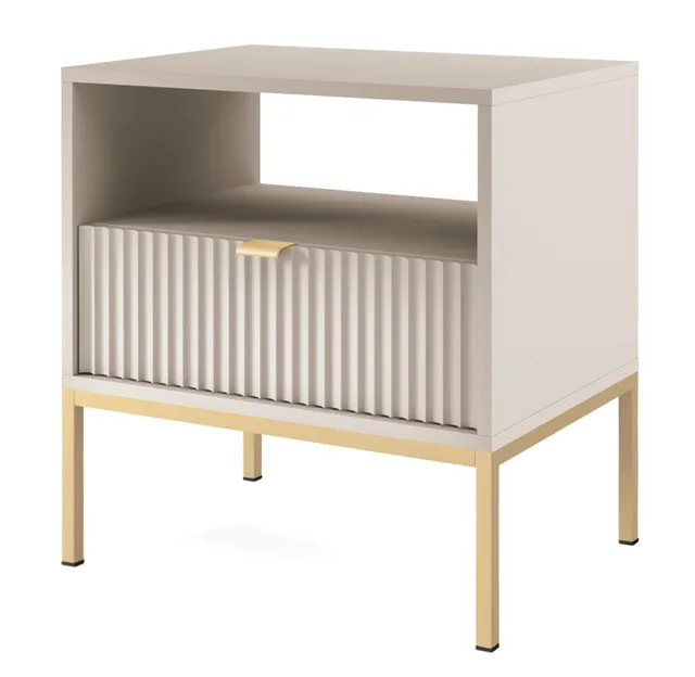 selsey-vellore-nachttisch-54-cm-kaschmir-mit-rillenfront-und-goldgestell image 1