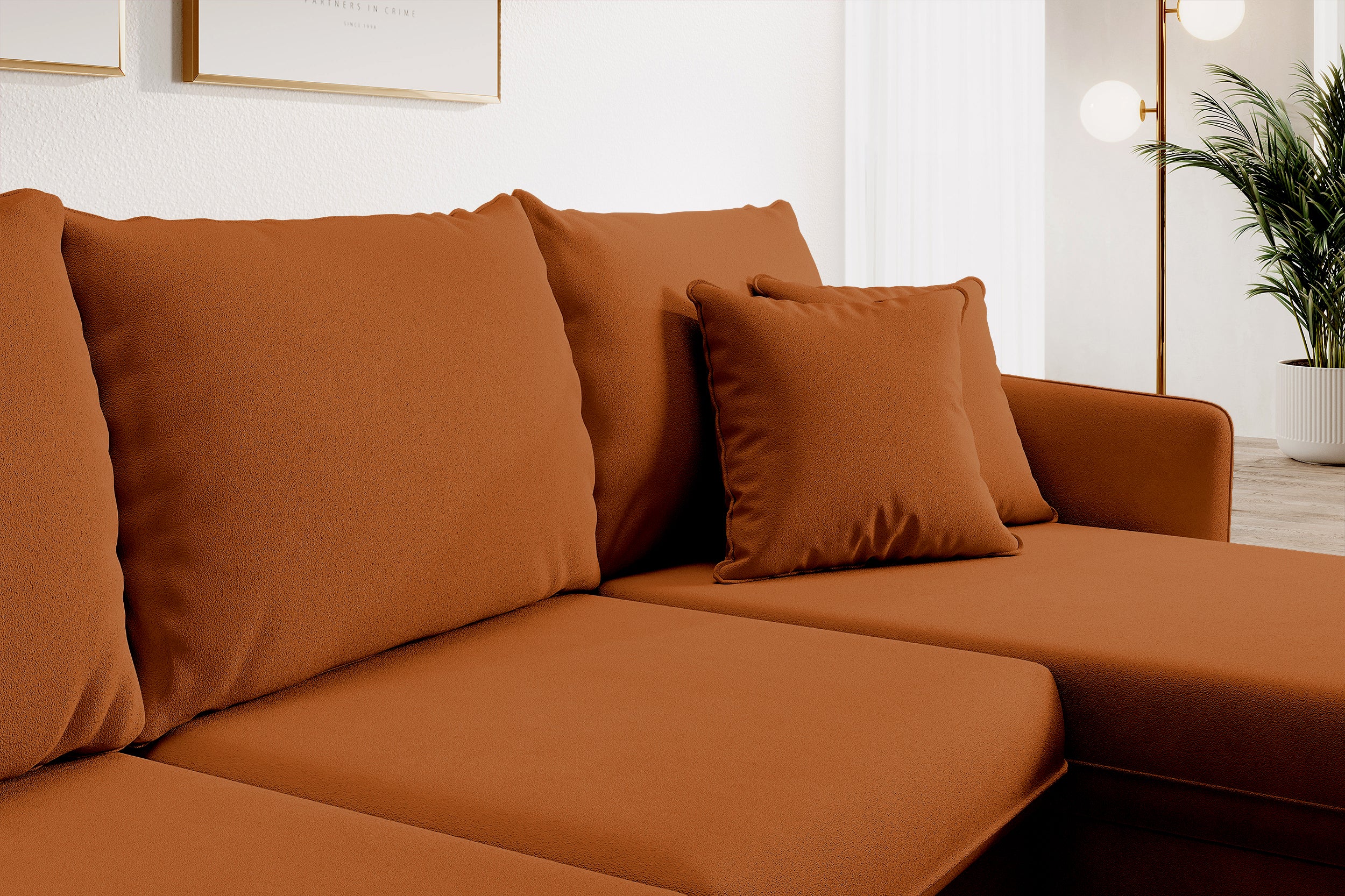 selsey-volio-ecksofa-mit-schlaffunktion-universell-kupfer-samt-schwarze-beine image 4