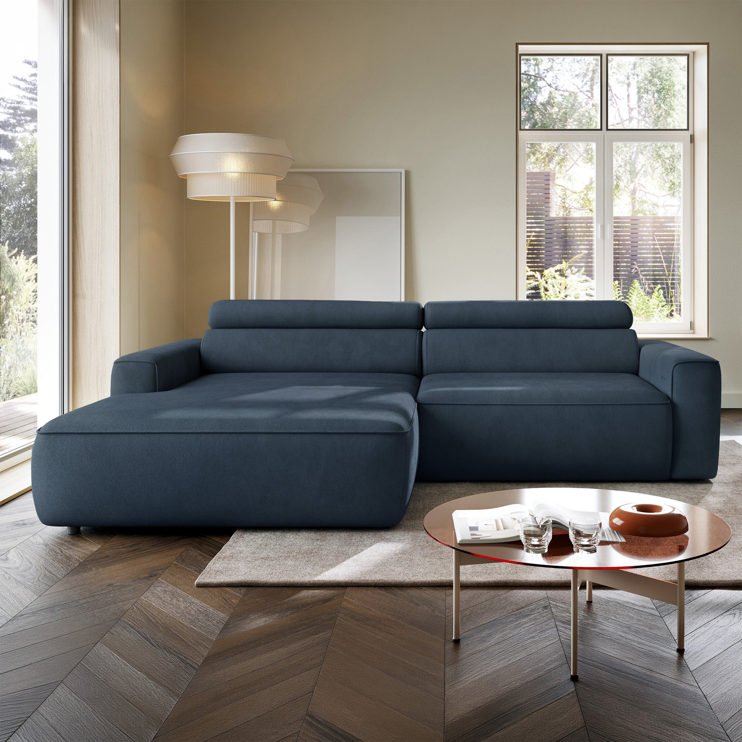 selsey-fando-ecksofa-mit-elektrischem-auszug-l-form-links-blauer-samtstoff image 2