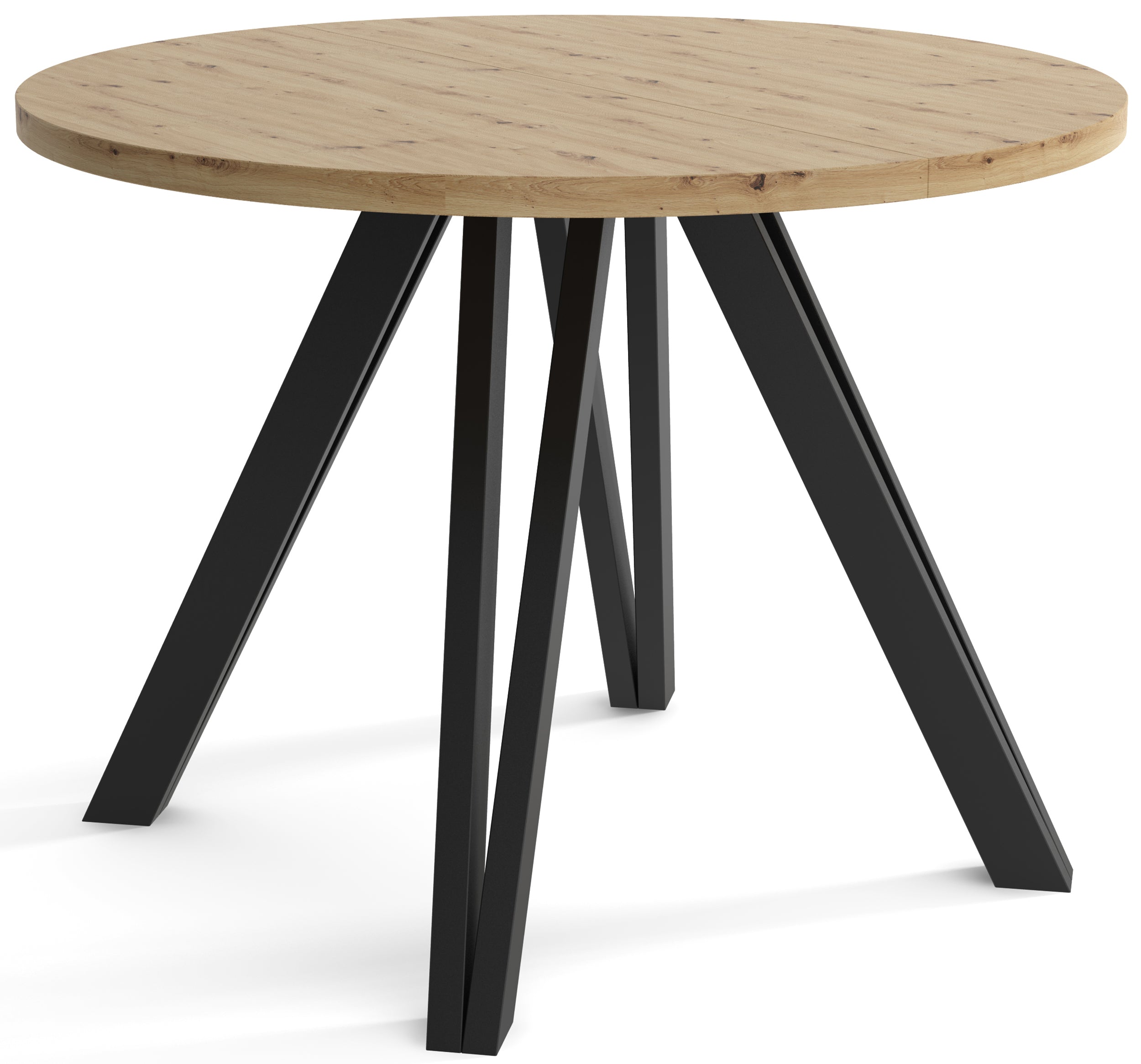selsey-nuuvel-ausziehbarer-esstisch-100-180x100-cm-artisan-eiche-schwarze-beine image 1