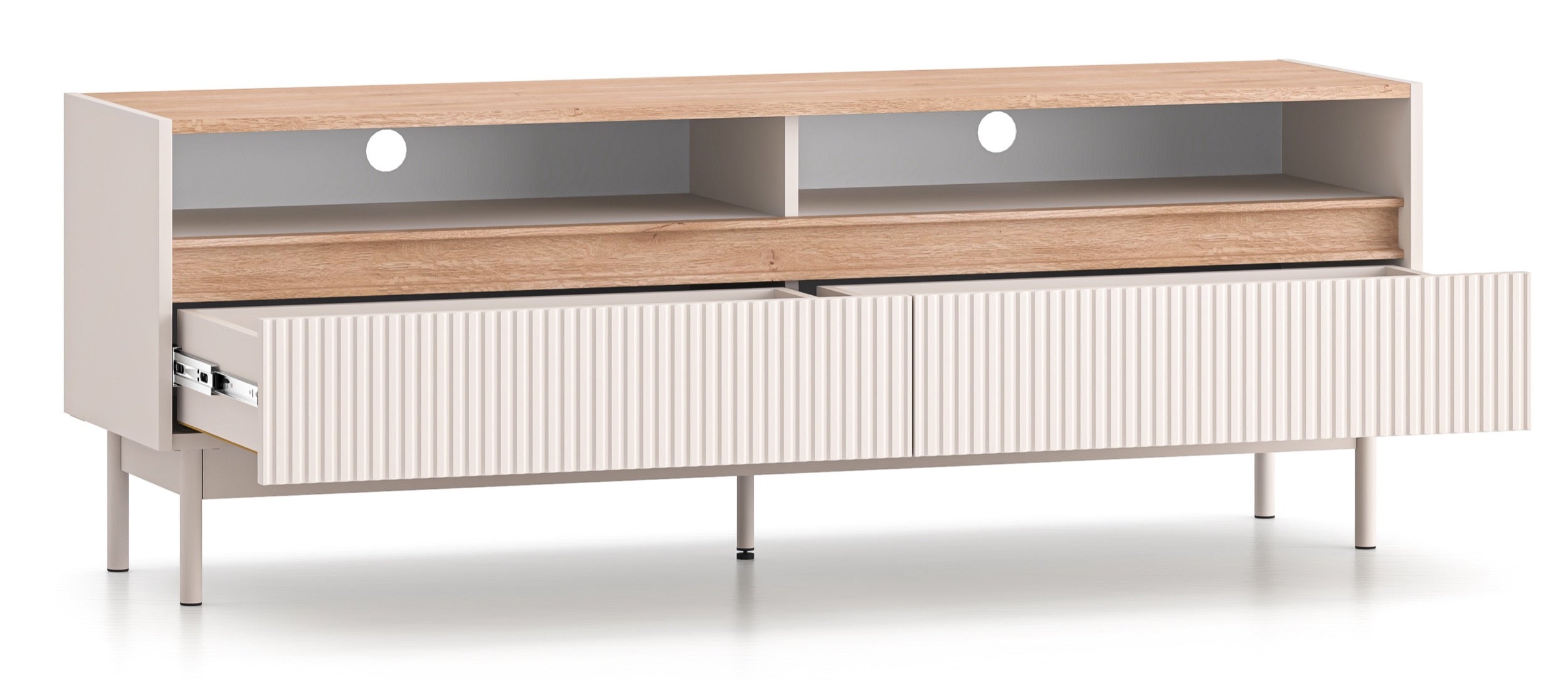 selsey-dunea-tv-schrank-154-cm-kaschmir-eiche-mit-zwei-schubladen image 3