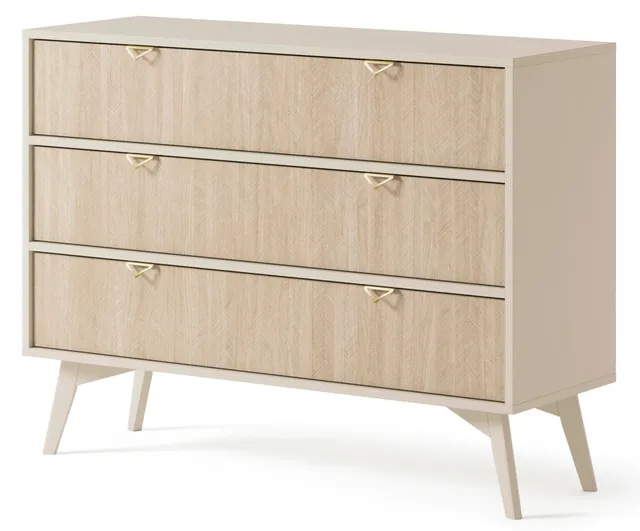 selsey-favoria-kommode-106-cm-beige-mit-schubladen-scandi-fischgr-t-und-goldenen image 1