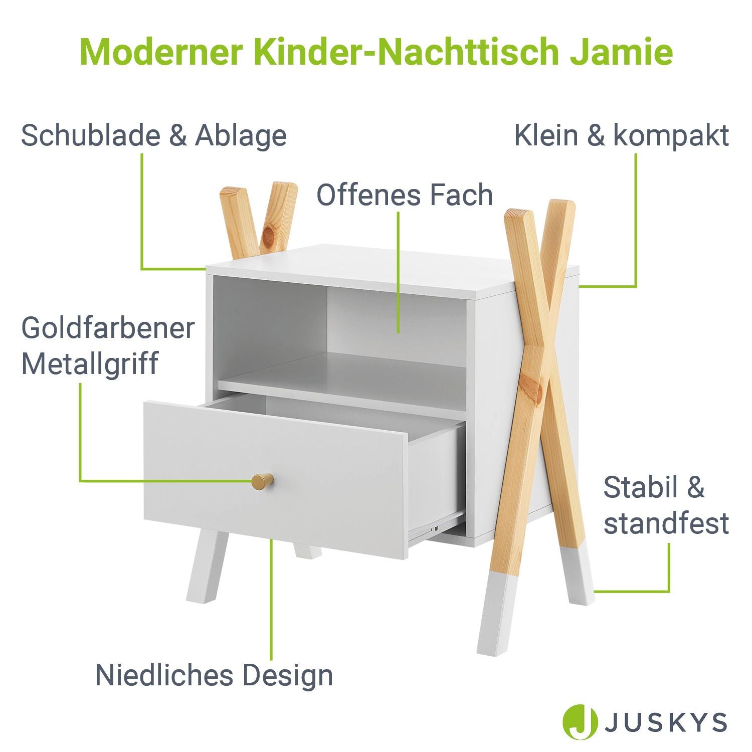 juskys-kinder-nachttisch-jamie-wei-mit-schublade-und-griff-gold image 3