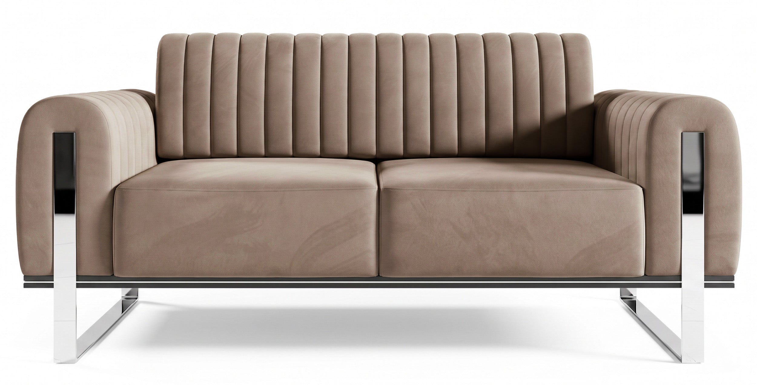 selsey-parissa-zweisitzer-sofa-in-beige-velours-mit-chromf-en image 1