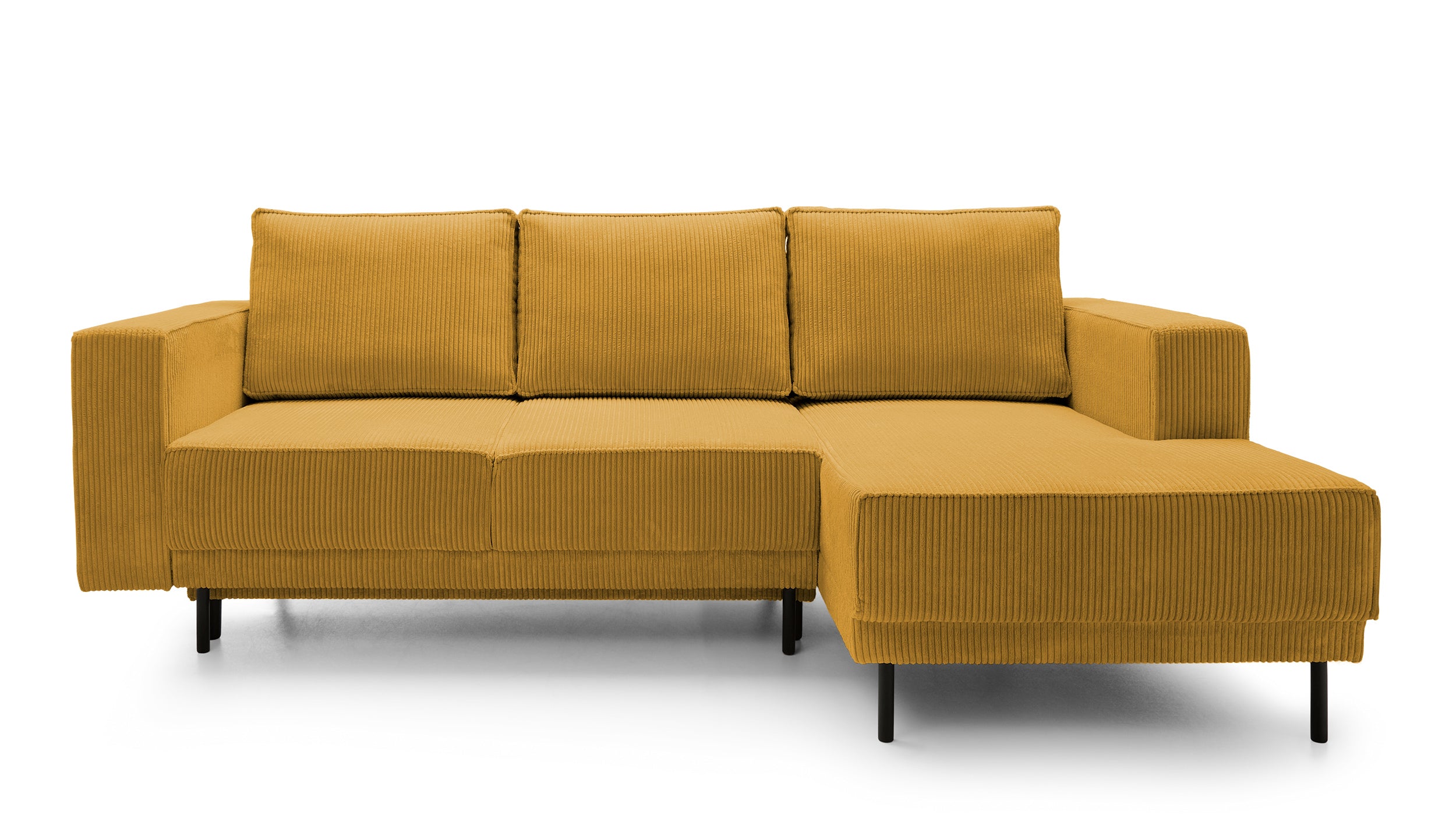 selsey-rodario-mini-ecksofa-rechts-l-form-senfgelb-cord-mit-schlaffunktion-und-s image 1